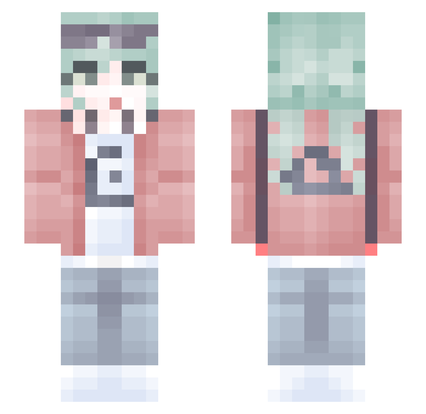 v030v Minecraft skin, front and back view