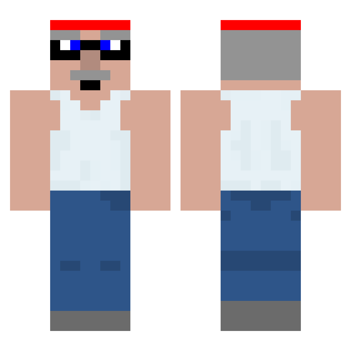 Y0Bruh Minecraft skin, front and back view