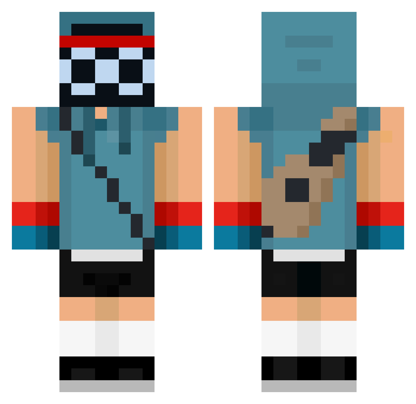 WasiMaster Minecraft skin, front and back view