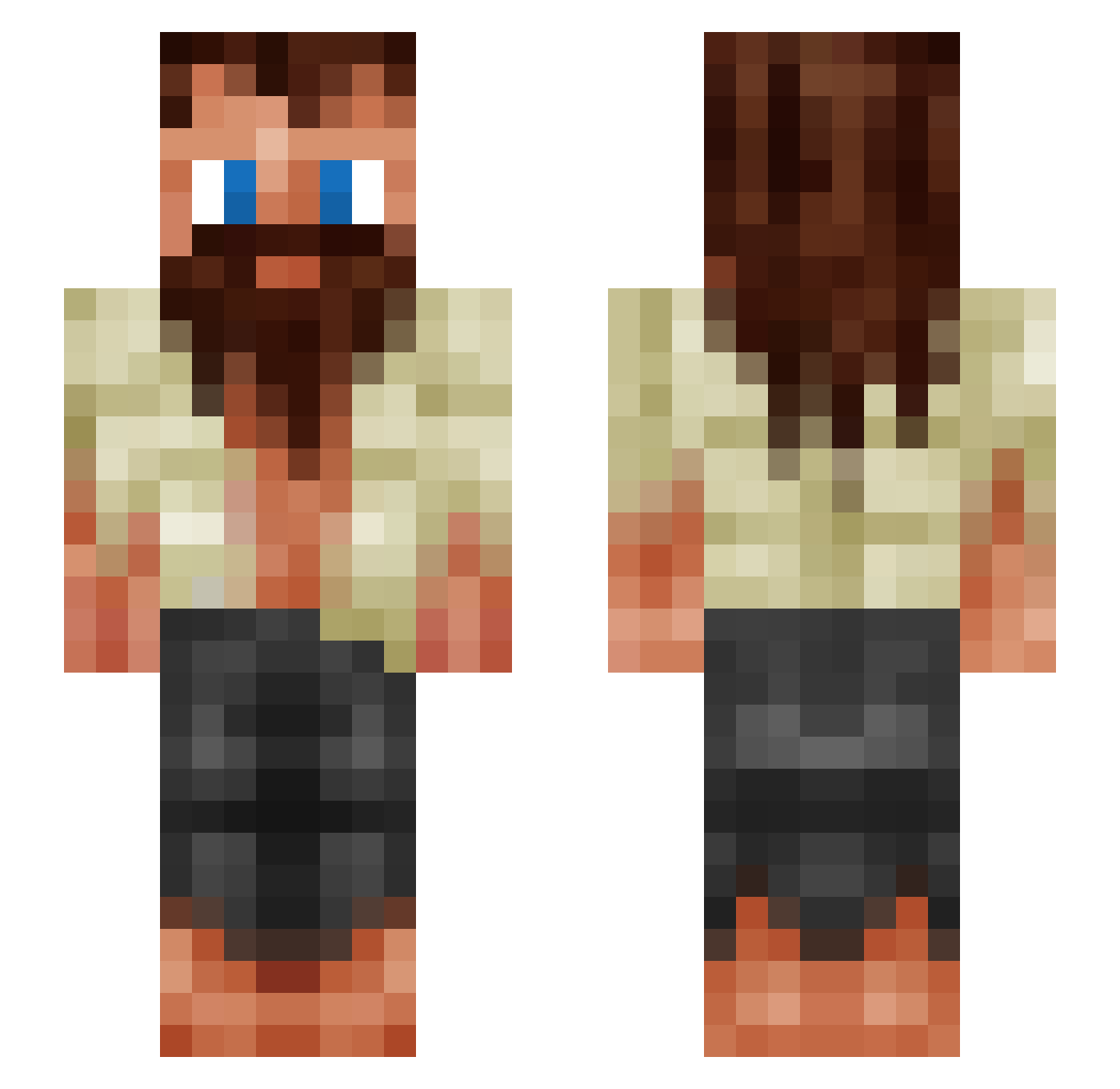 Choleras Minecraft skin, front and back view