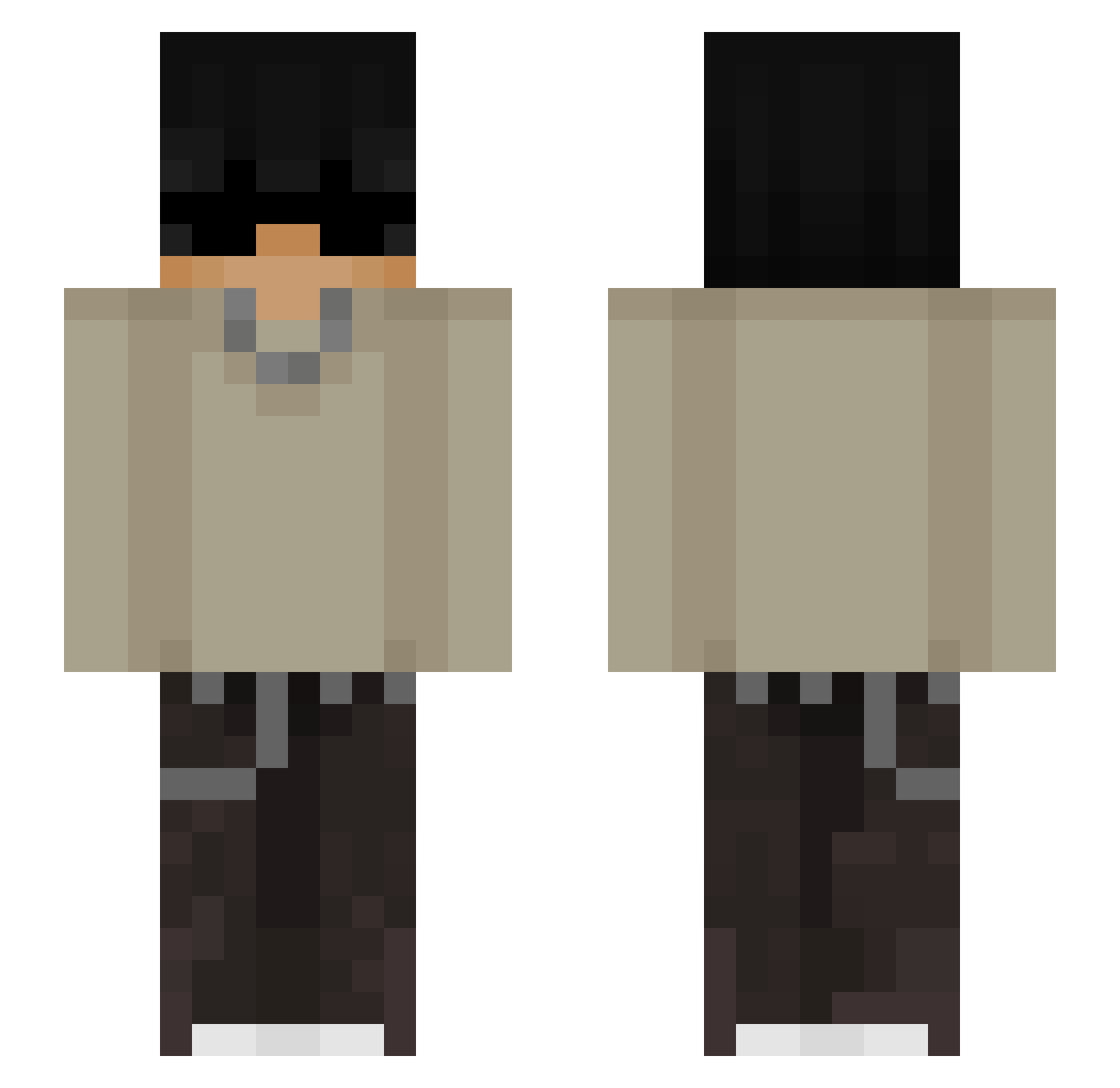 Crayoned Minecraft skin, front and back view
