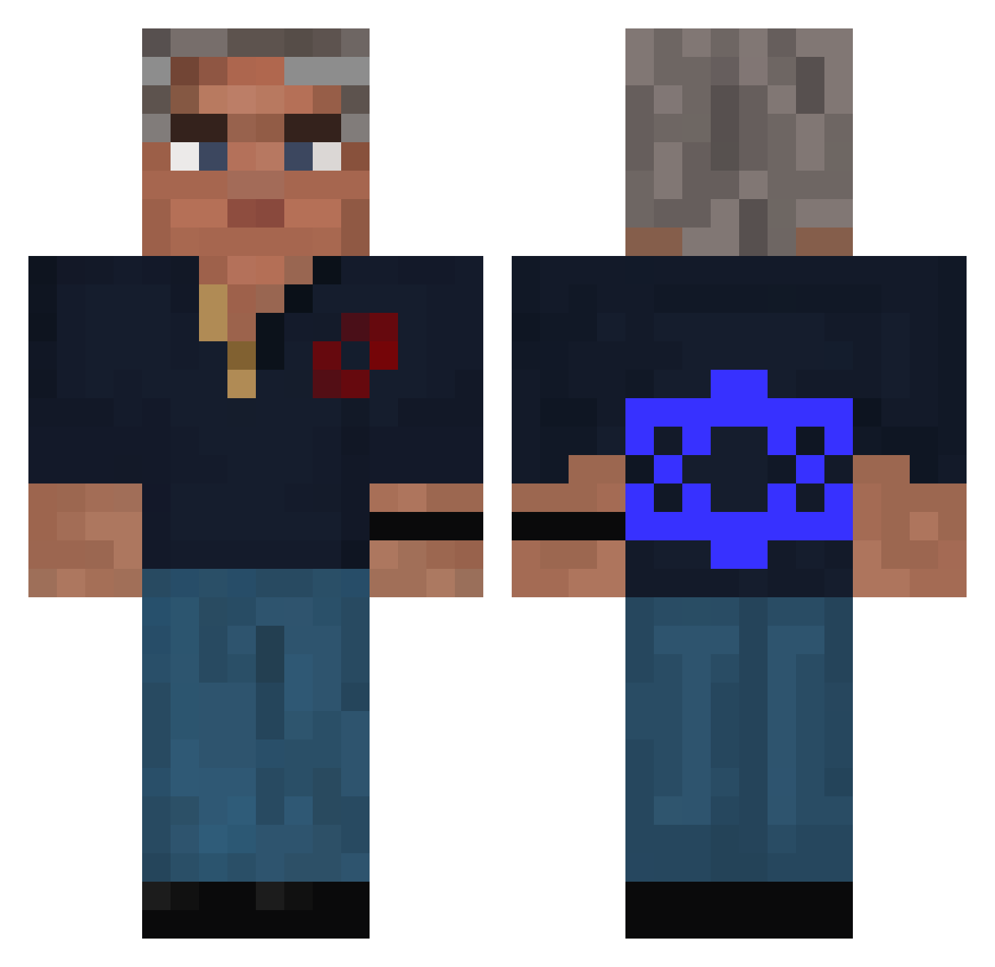 Nqahrr Minecraft skin, front and back view