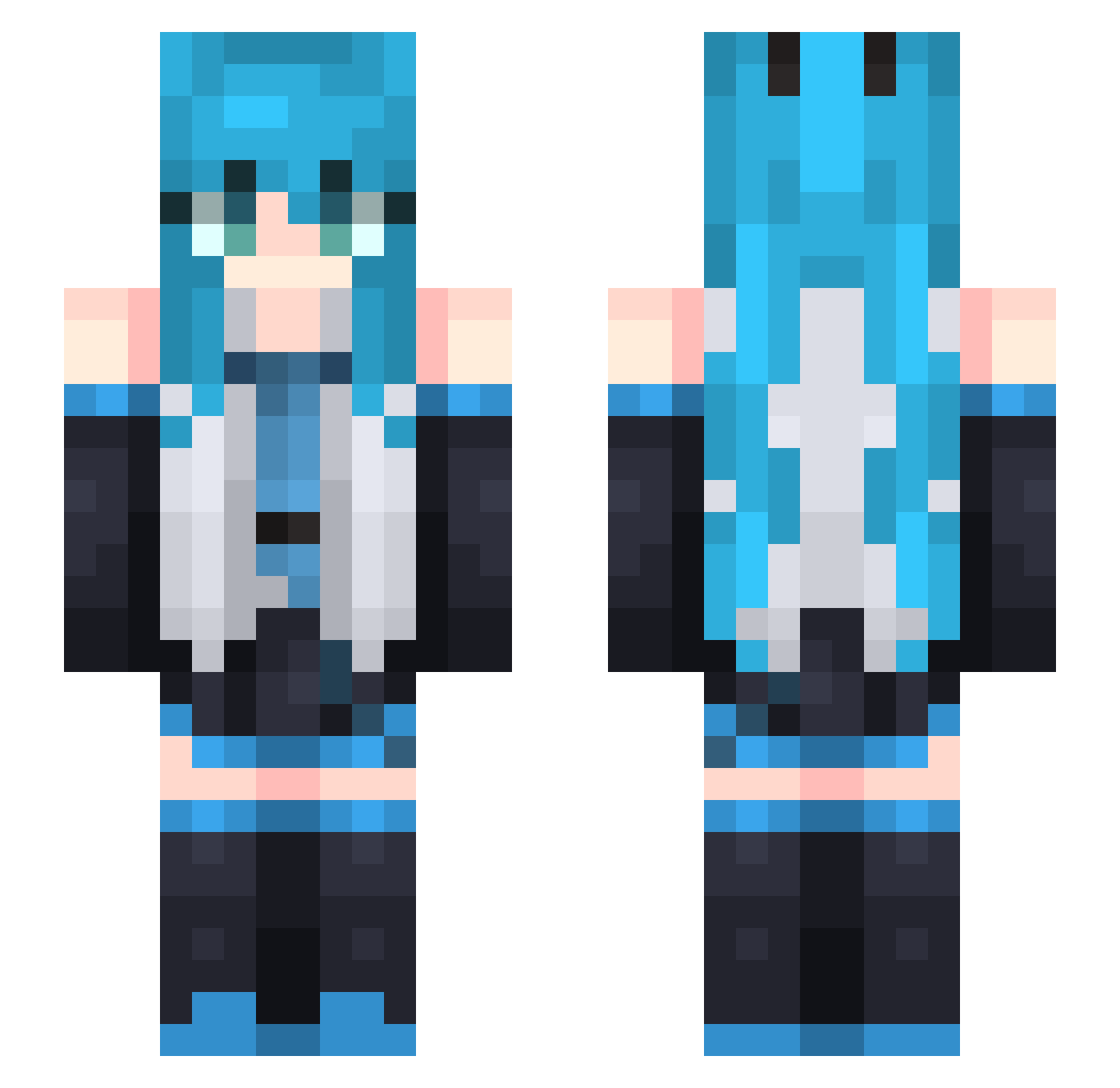 Tissue0w0 Minecraft skin, front and back view