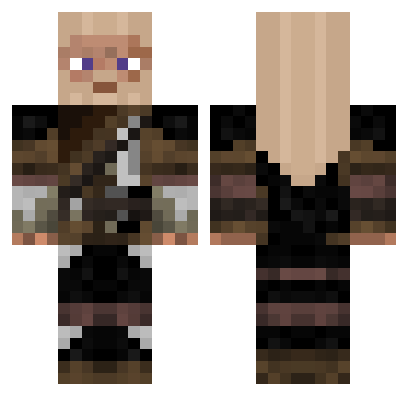 Hillside Minecraft skin, front and back view