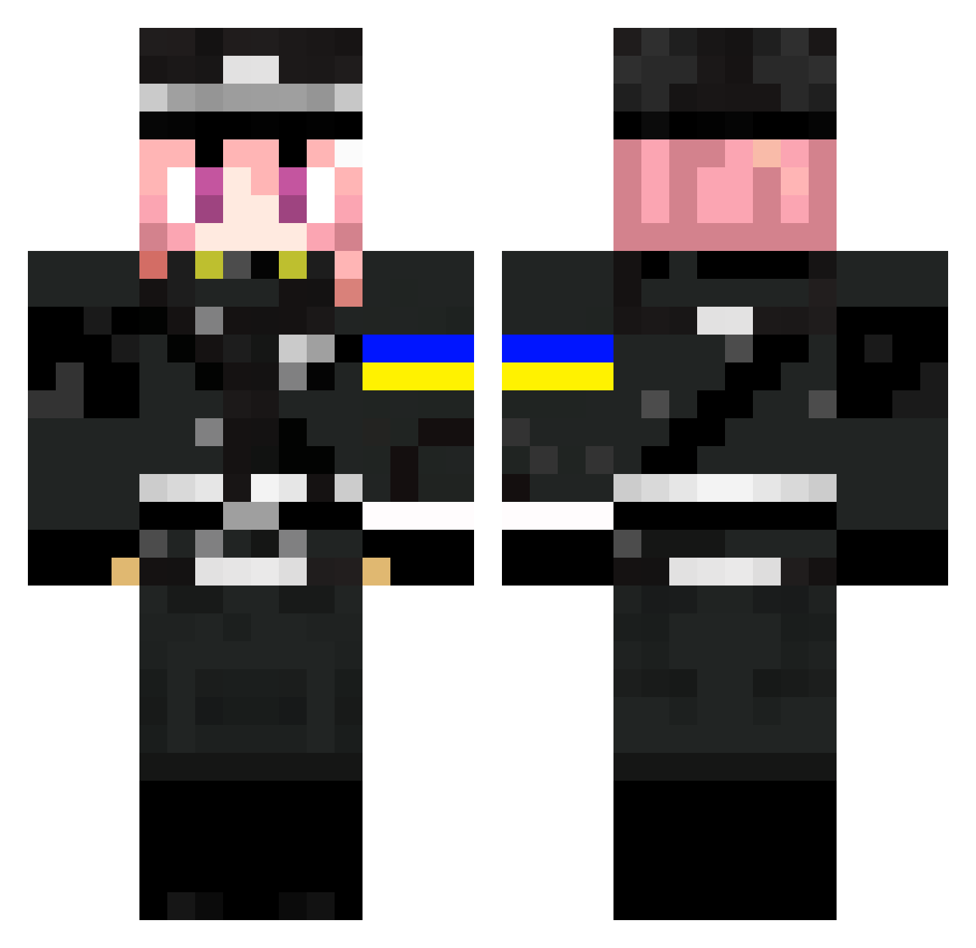 korondi9 Minecraft skin, front and back view