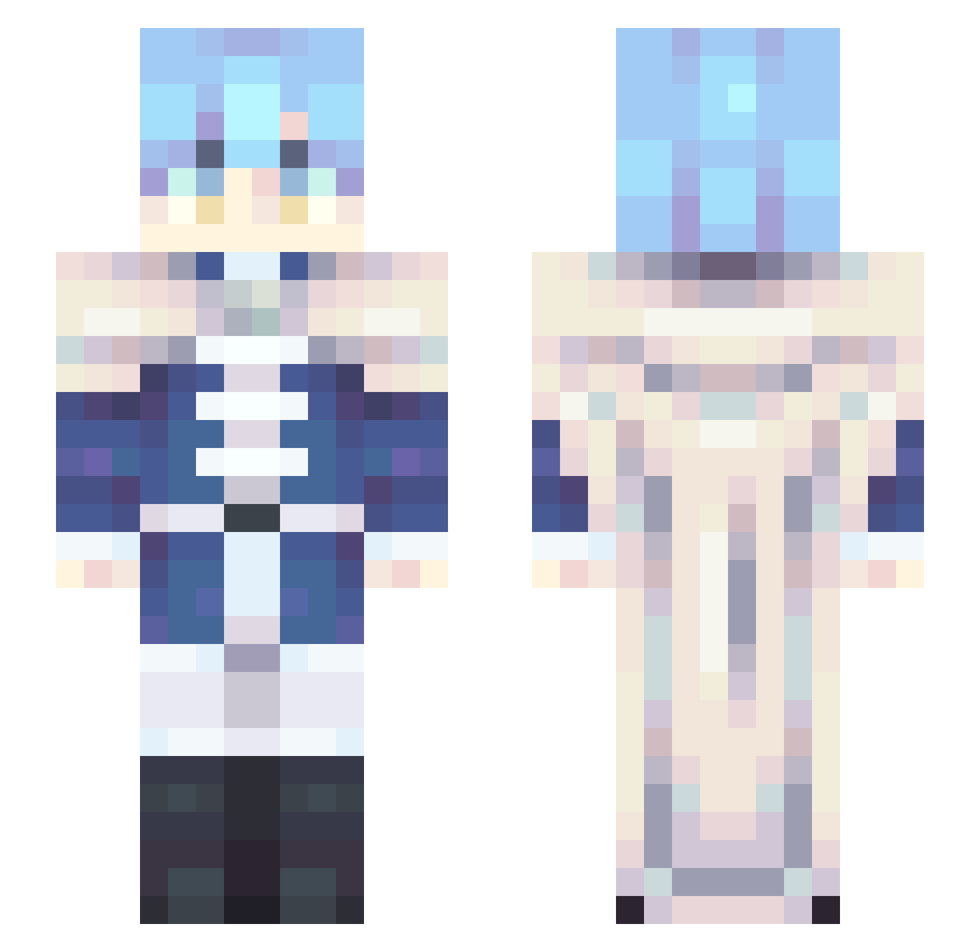ADRIDI Minecraft skin, front and back view