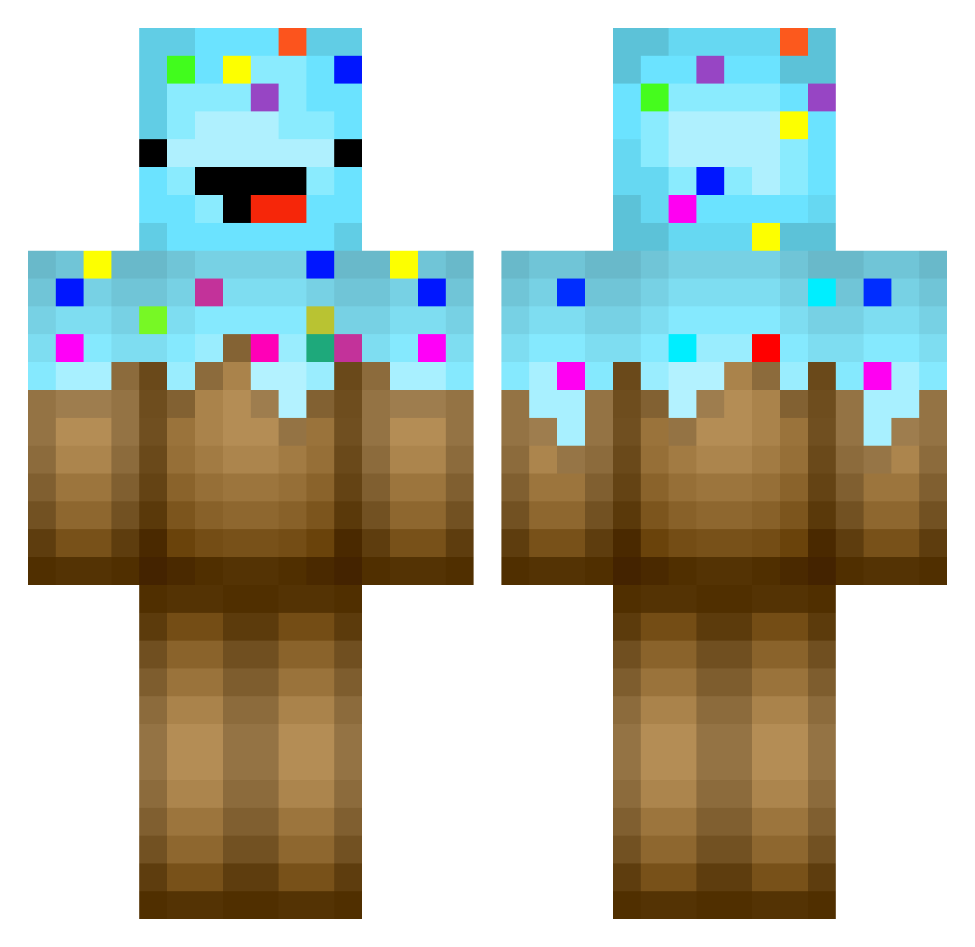 Dadou34150 Minecraft skin, front and back view