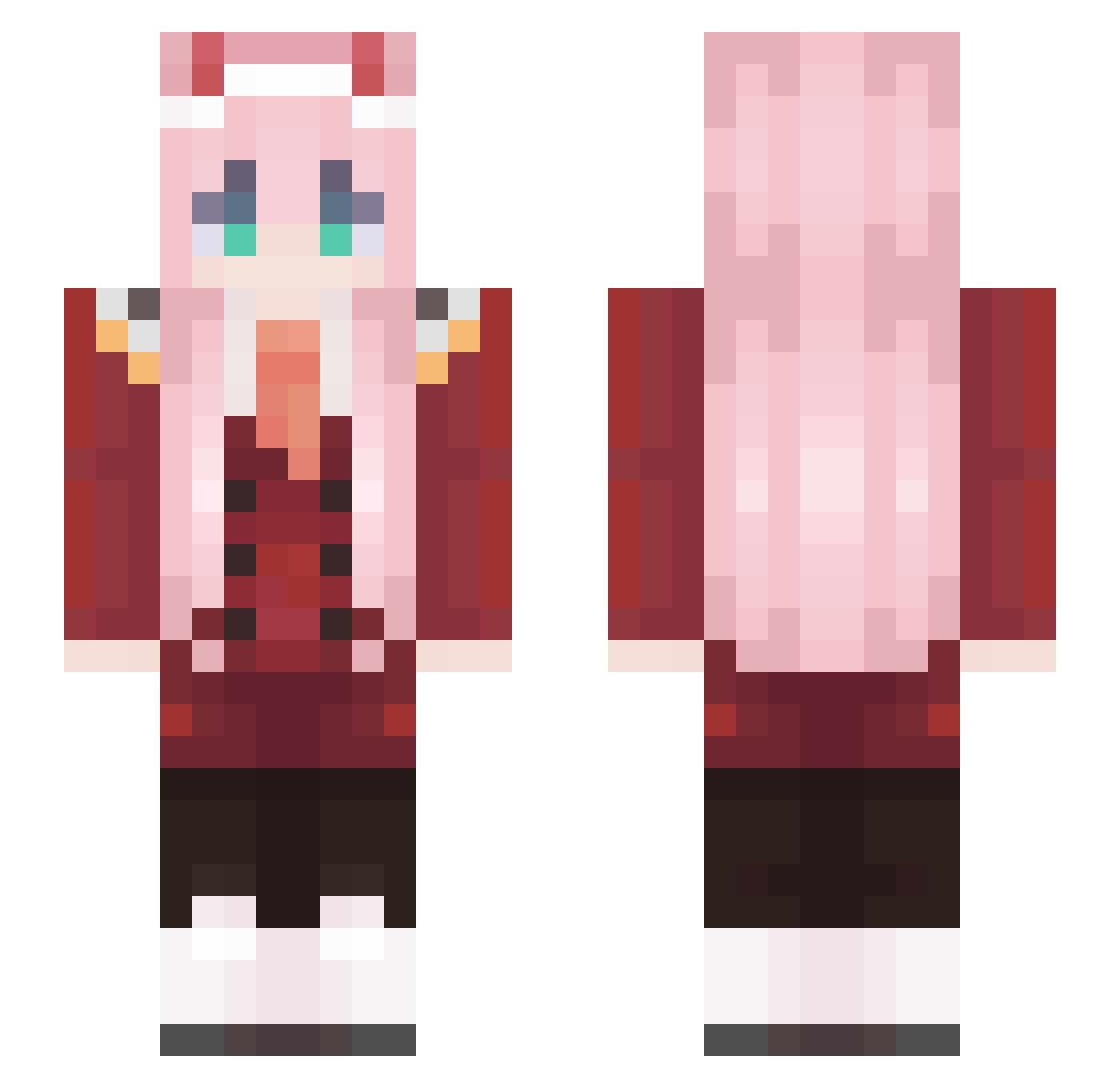 zerotwoshawty Minecraft skin, front and back view