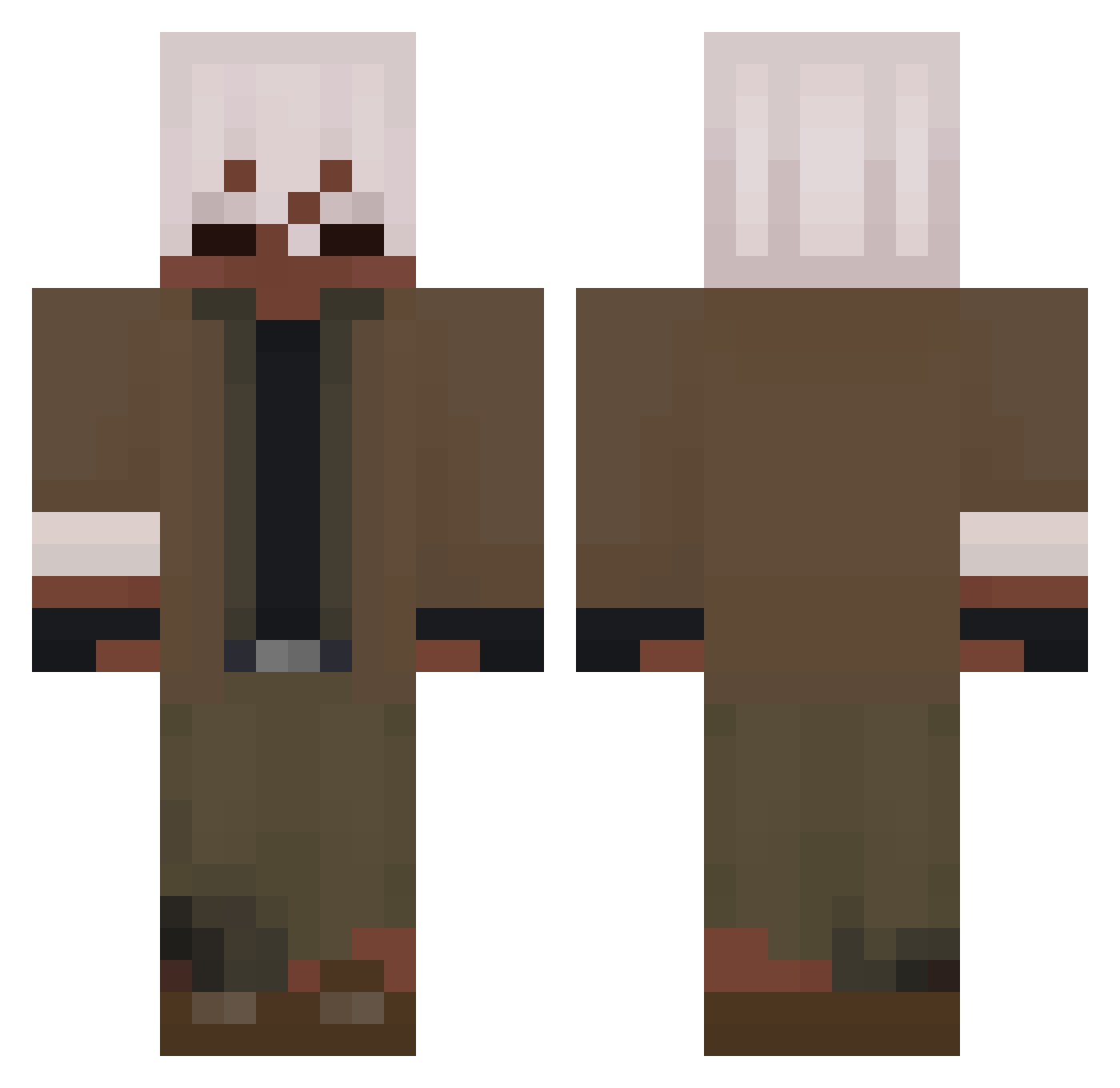 Codabra Minecraft skin, front and back view