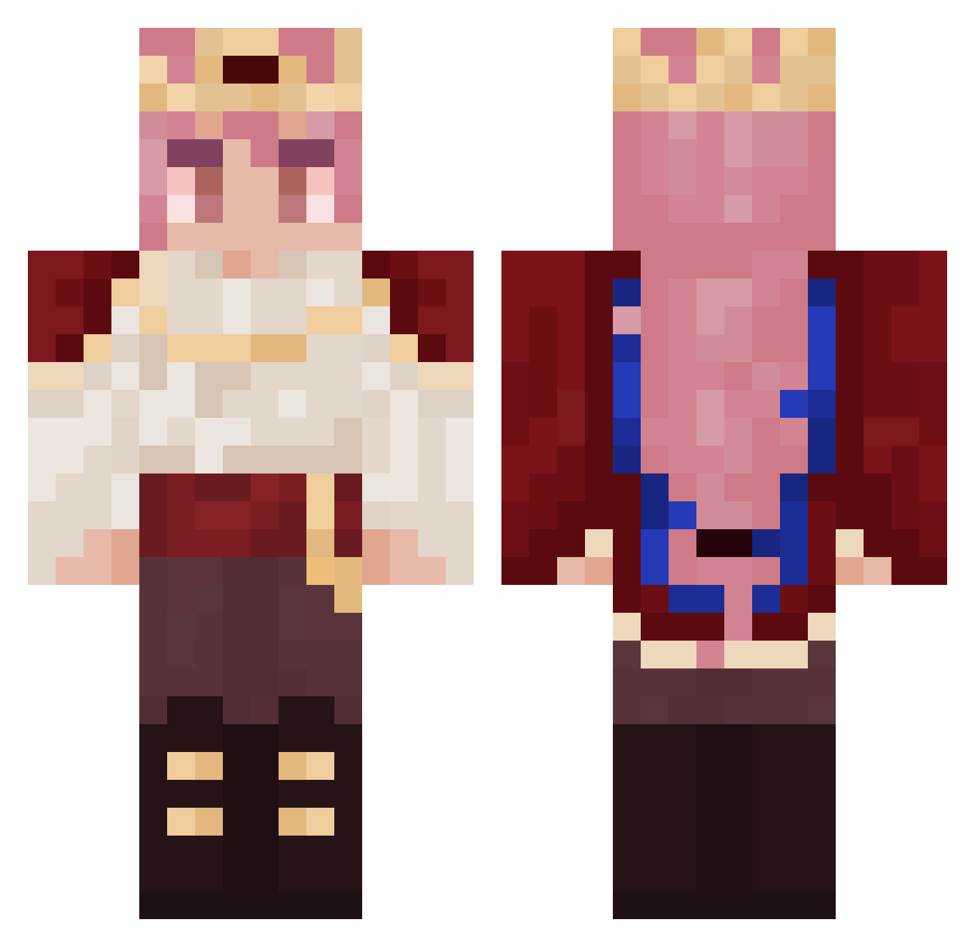 freyfalling Minecraft skin, front and back view