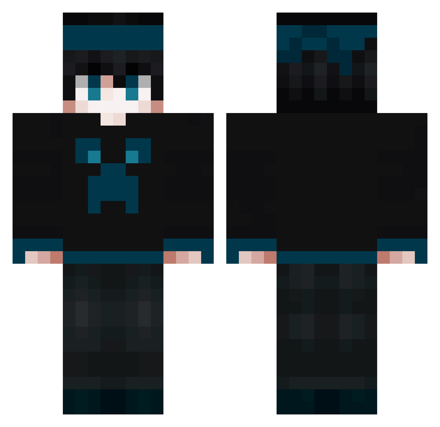 whity Minecraft skin, front and back view