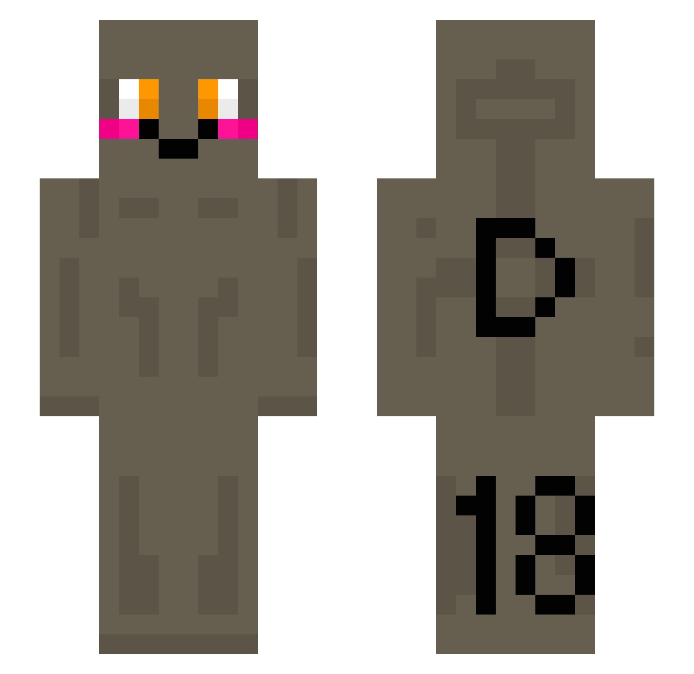 Syd18 Minecraft skin, front and back view