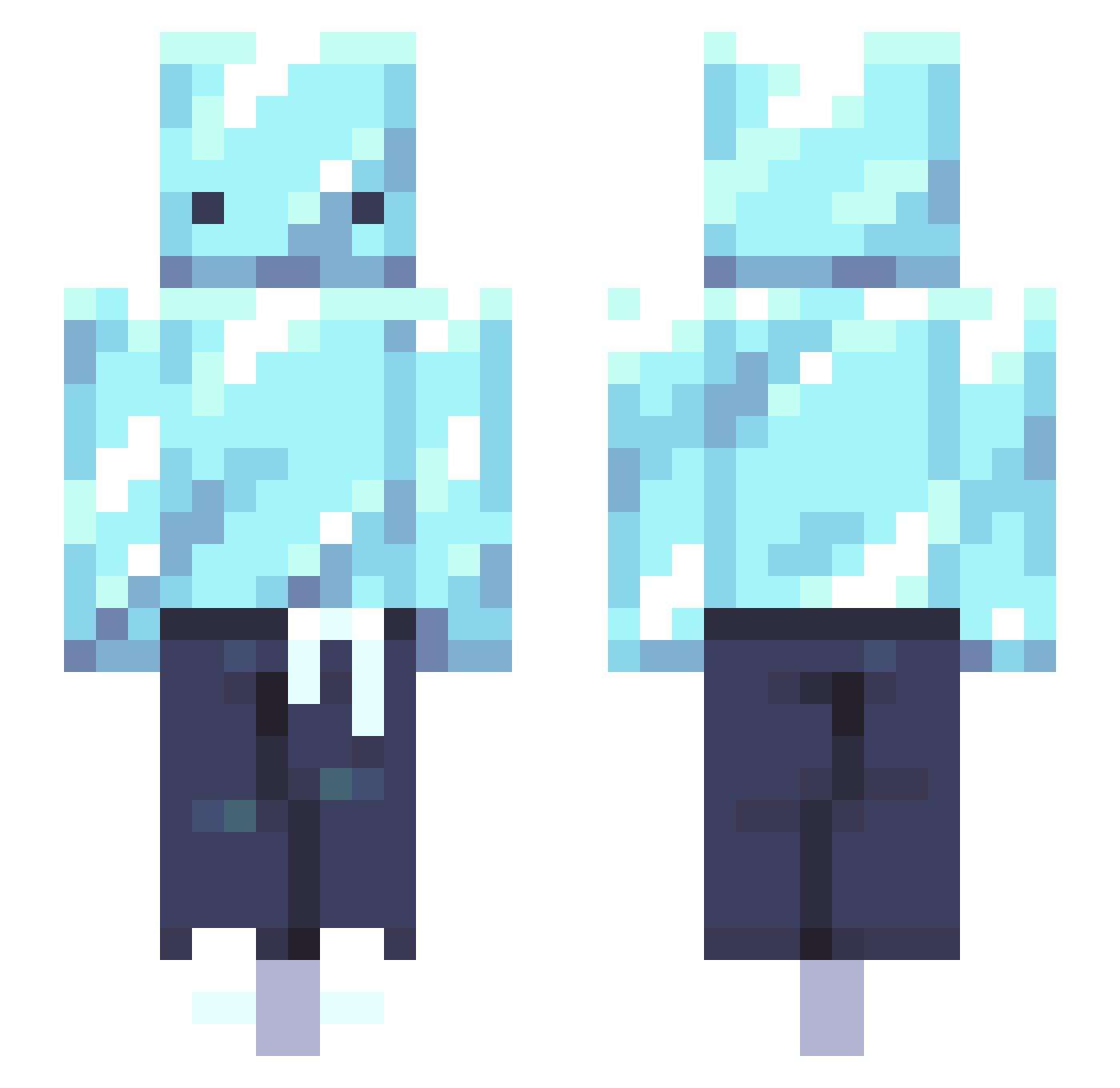Voxars Minecraft skin, front and back view