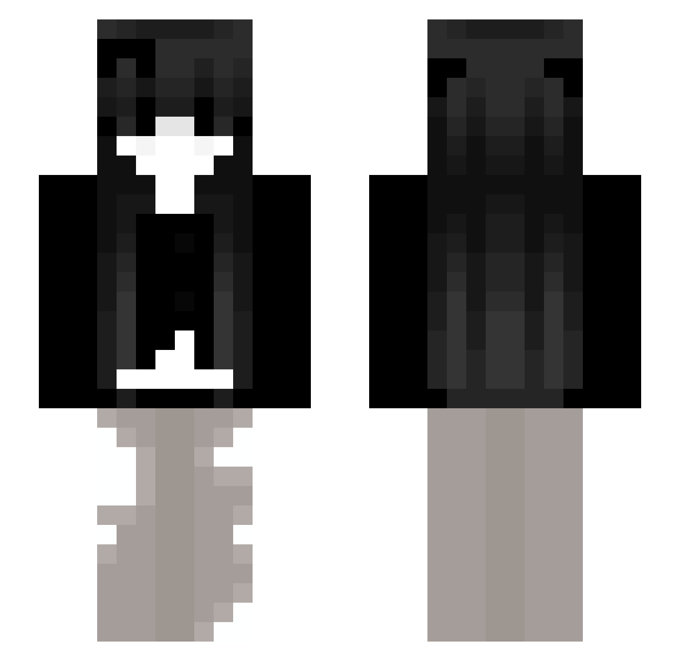 tacoandostrich Minecraft skin, front and back view
