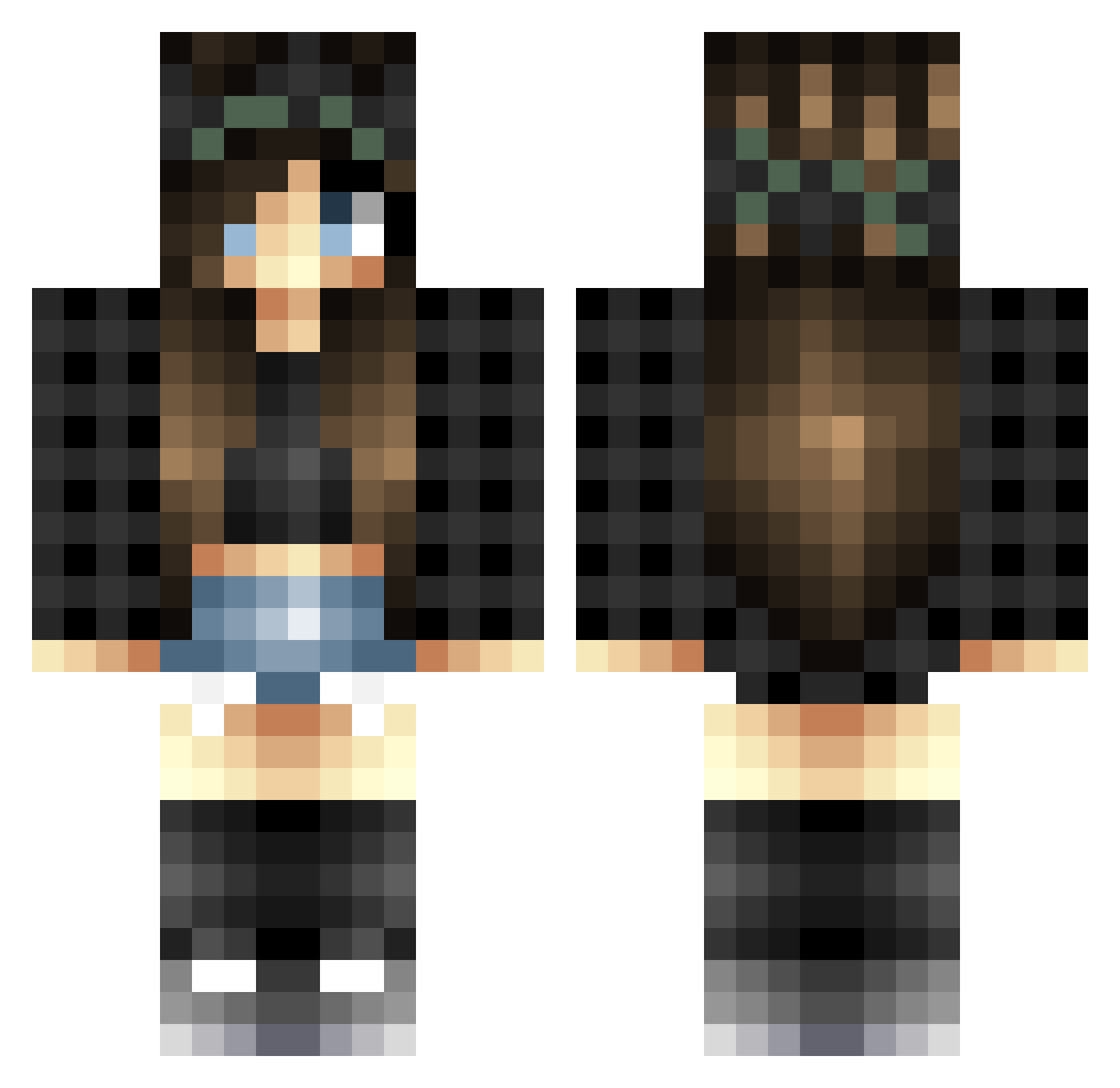 Trapes Minecraft skin, front and back view