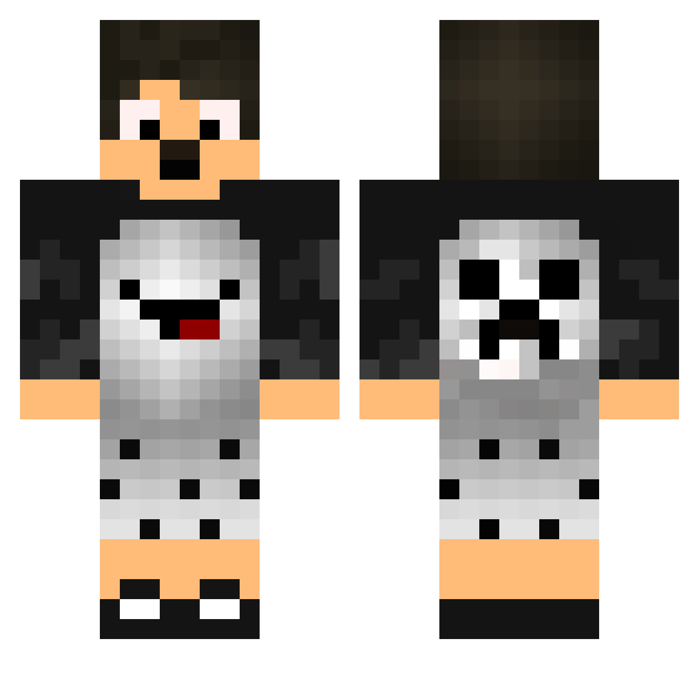 VinizeraFPS Minecraft skin, front and back view