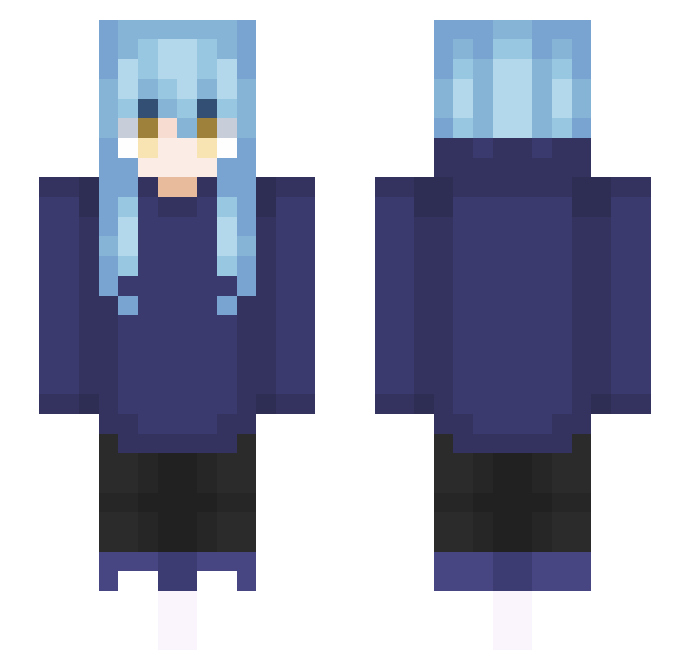 AkihiroAurora Minecraft skin, front and back view
