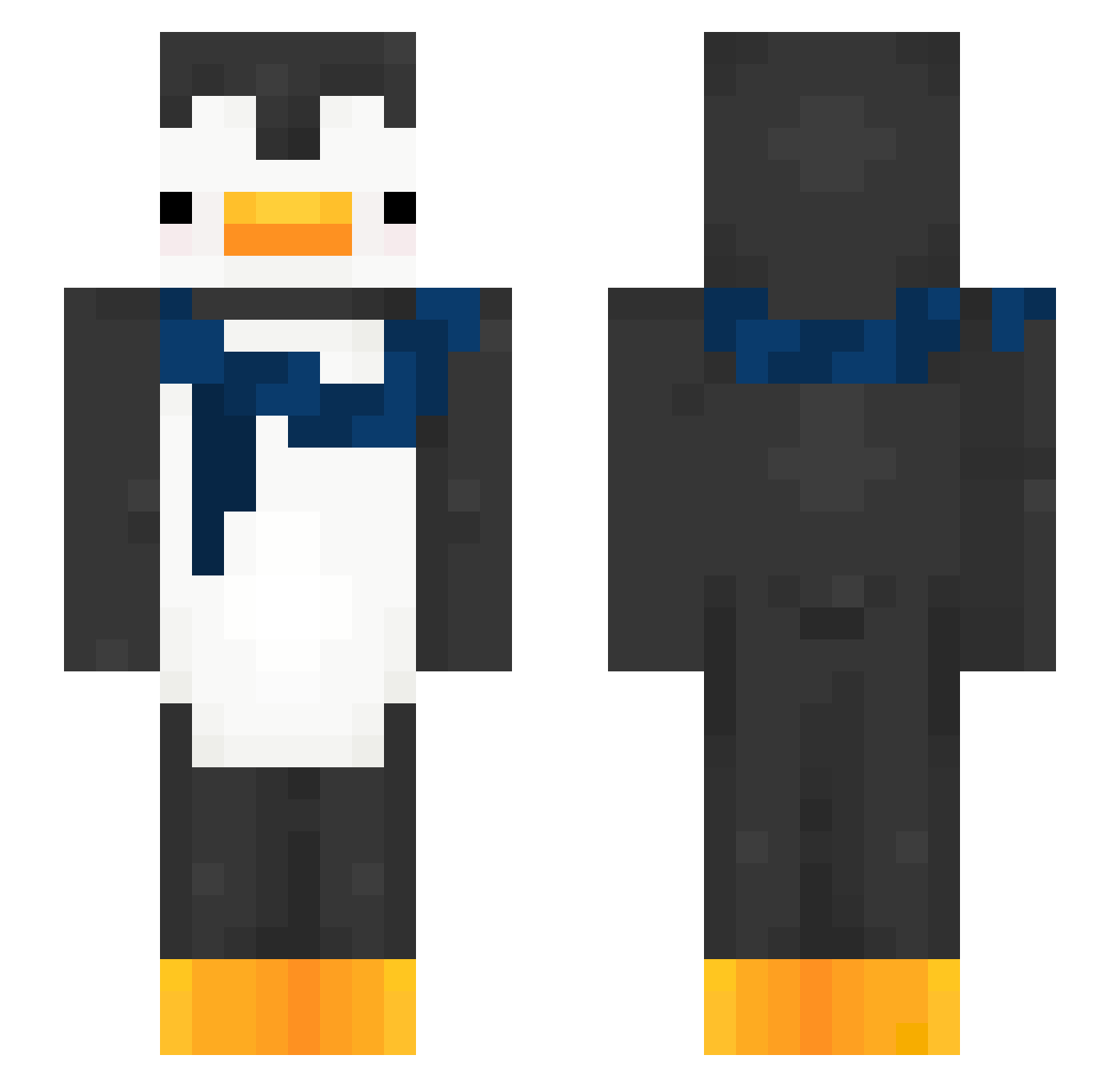 BingusWO7 Minecraft skin, front and back view