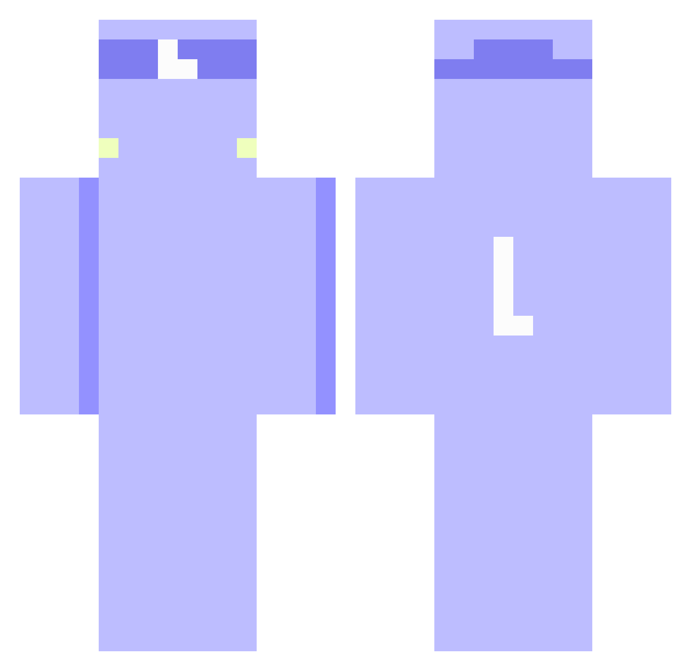 Legendthetoilet Minecraft skin, front and back view