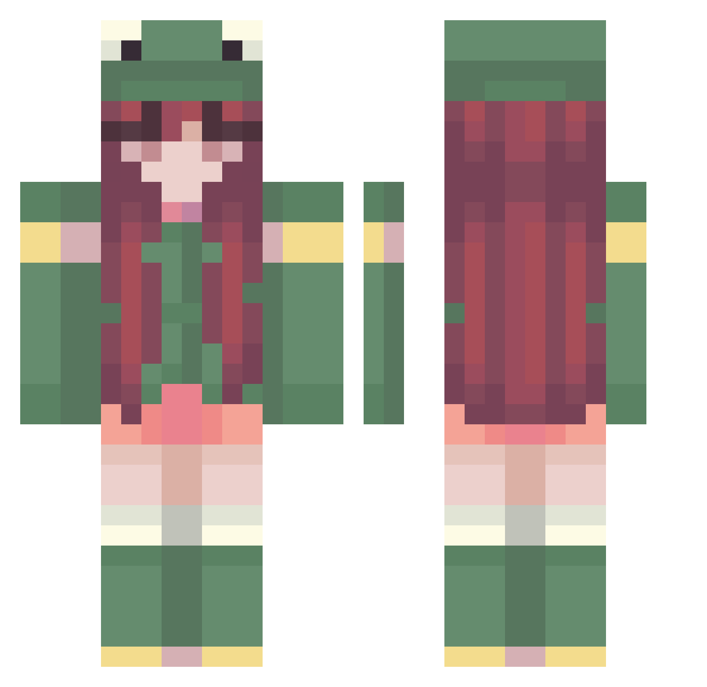 pauwu Minecraft skin, front and back view