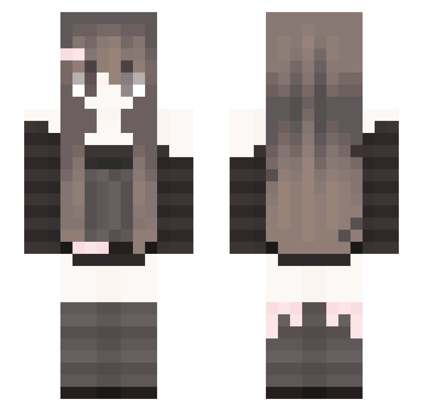 bubely Minecraft skin, front and back view
