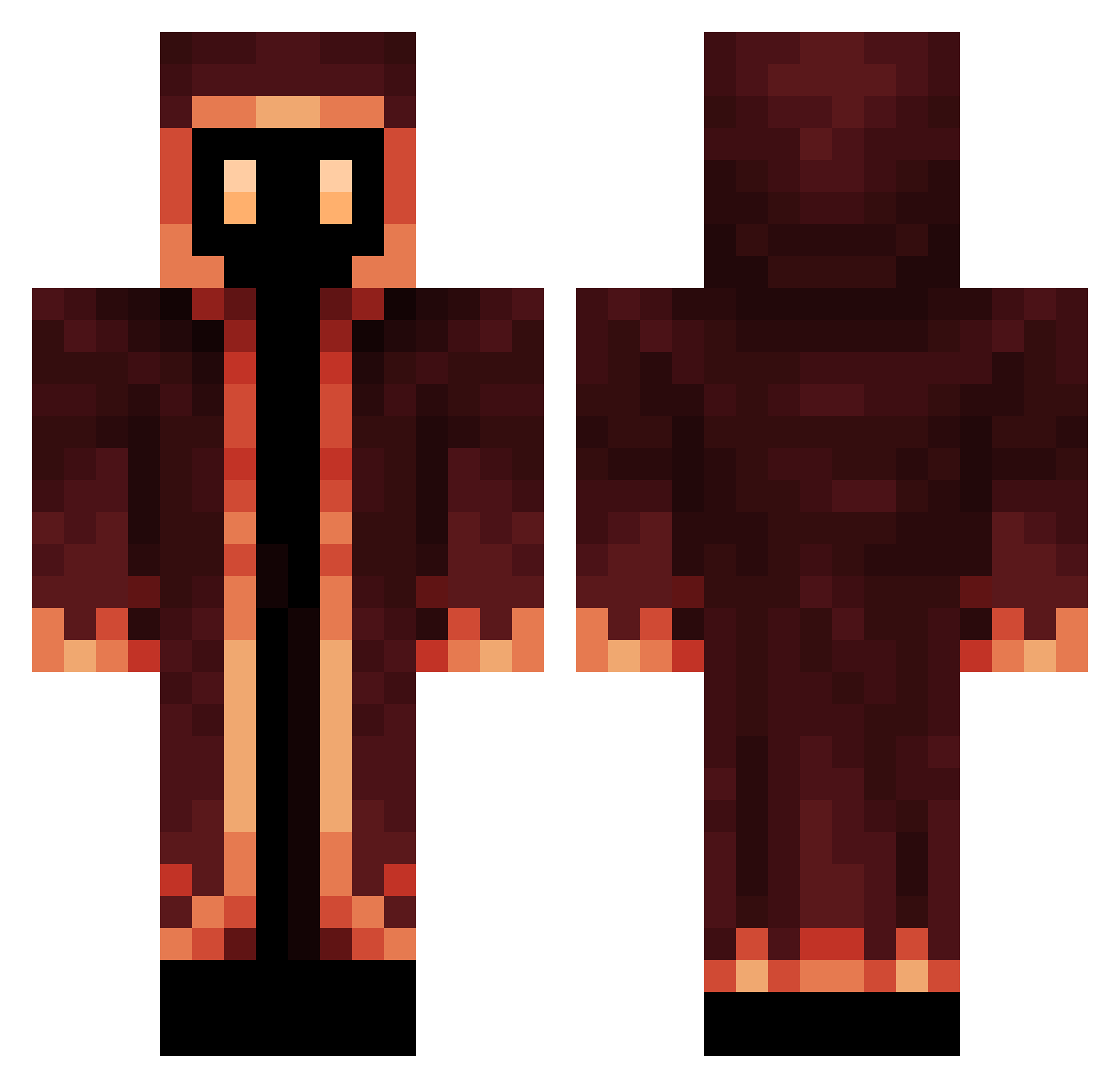 WarpMaster Minecraft skin, front and back view
