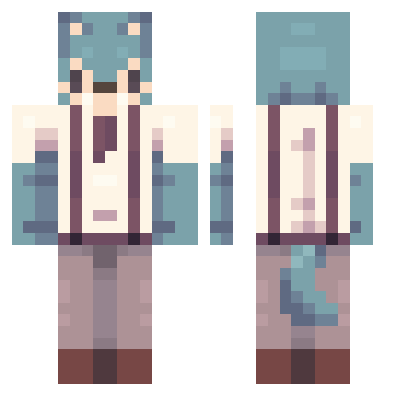 ForlornWolf_ Minecraft skin, front and back view