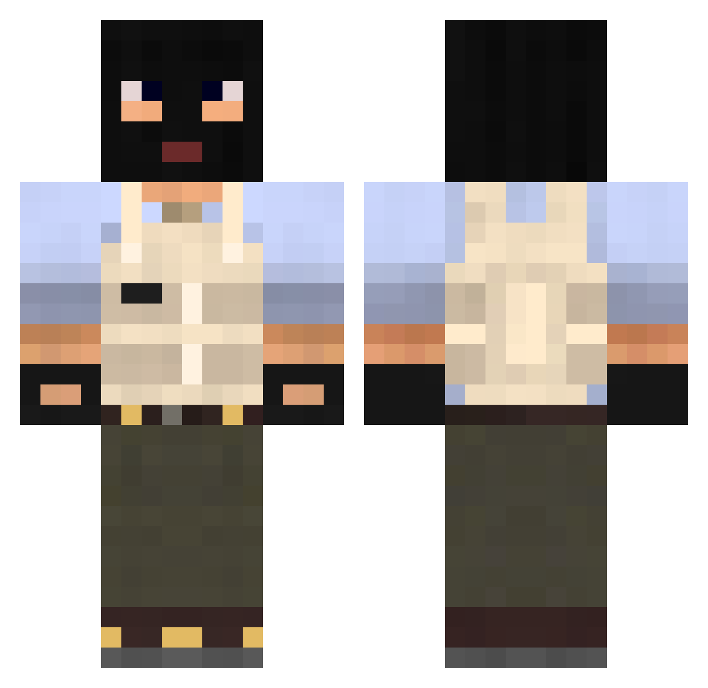 Rezira Minecraft skin, front and back view