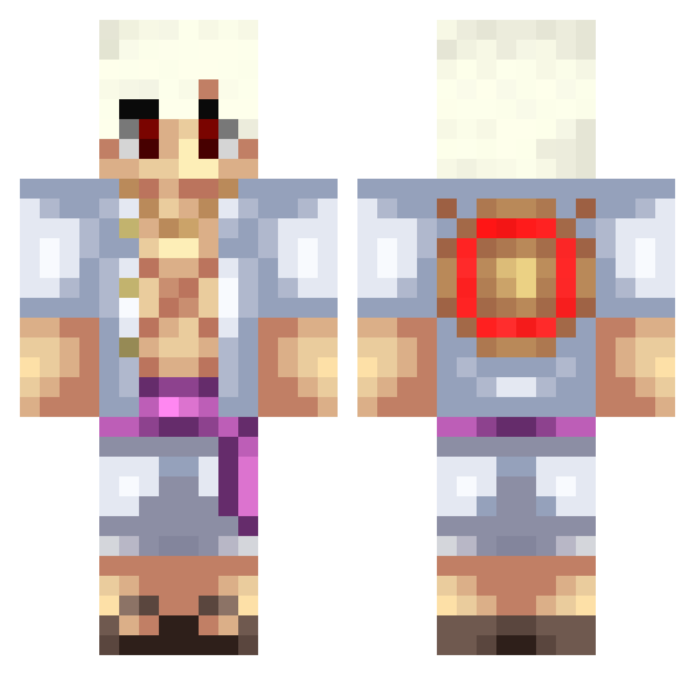 LowKing8 Minecraft skin, front and back view