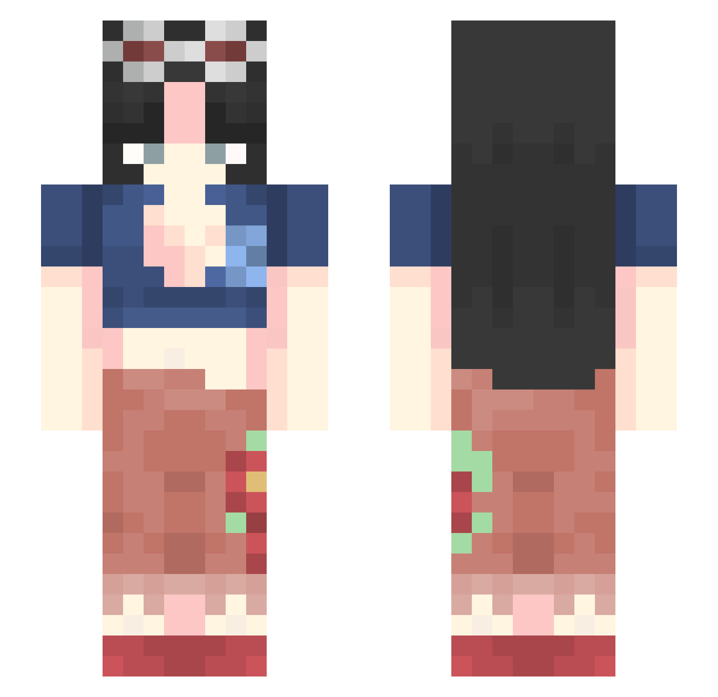 Skadra Minecraft skin, front and back view
