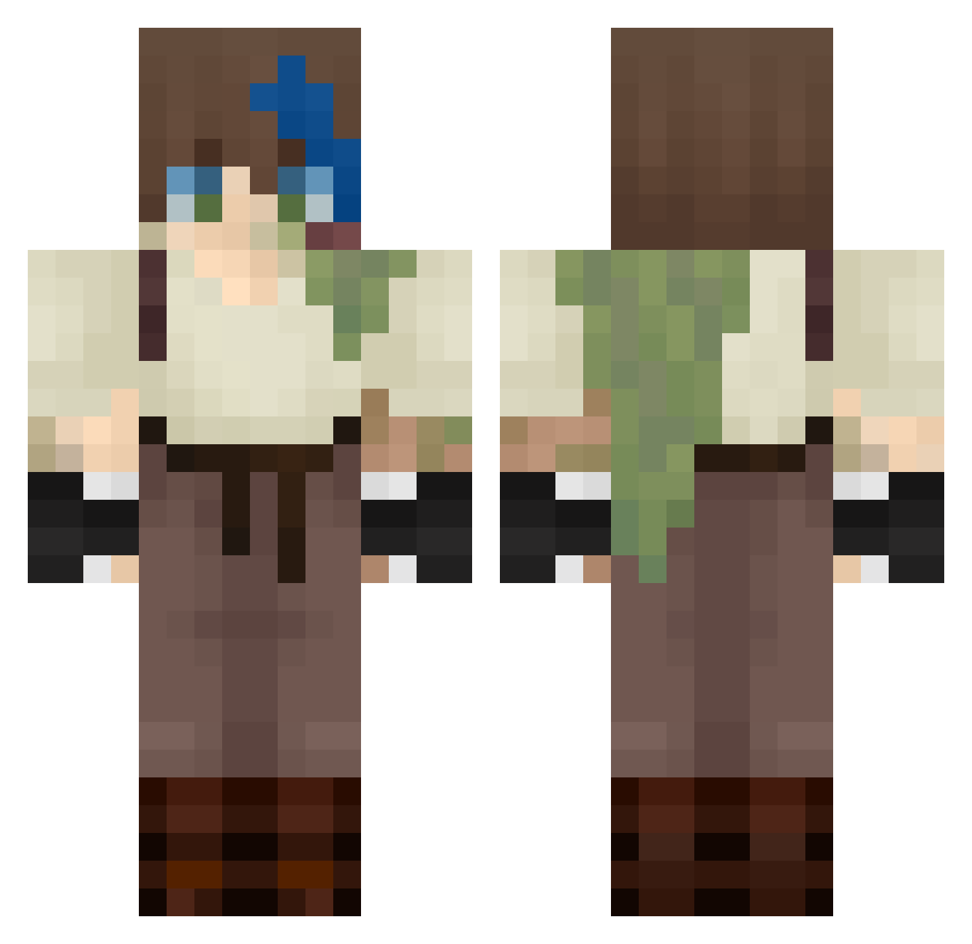iZombby Minecraft skin, front and back view