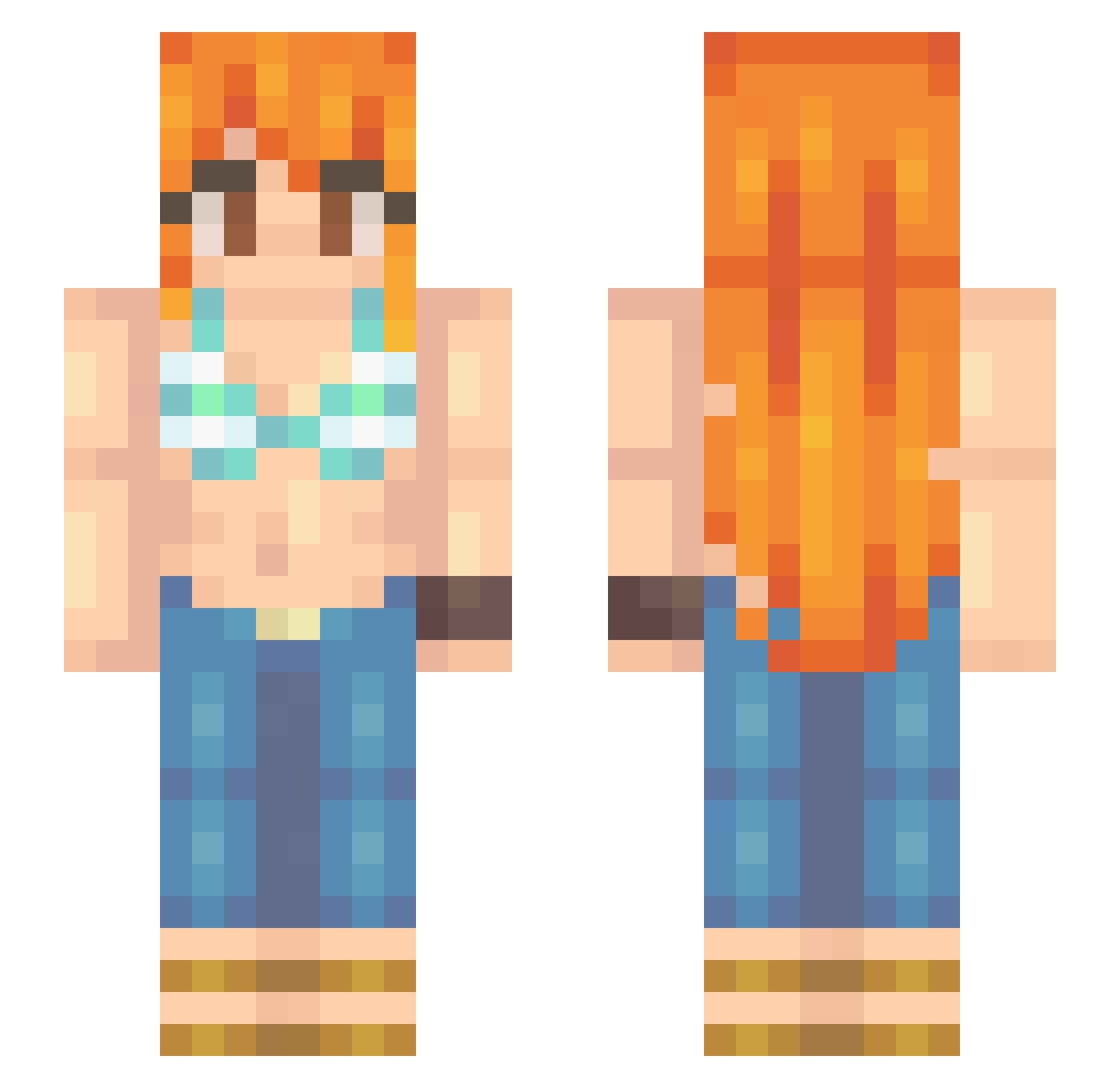 FalloutGoose Minecraft skin, front and back view