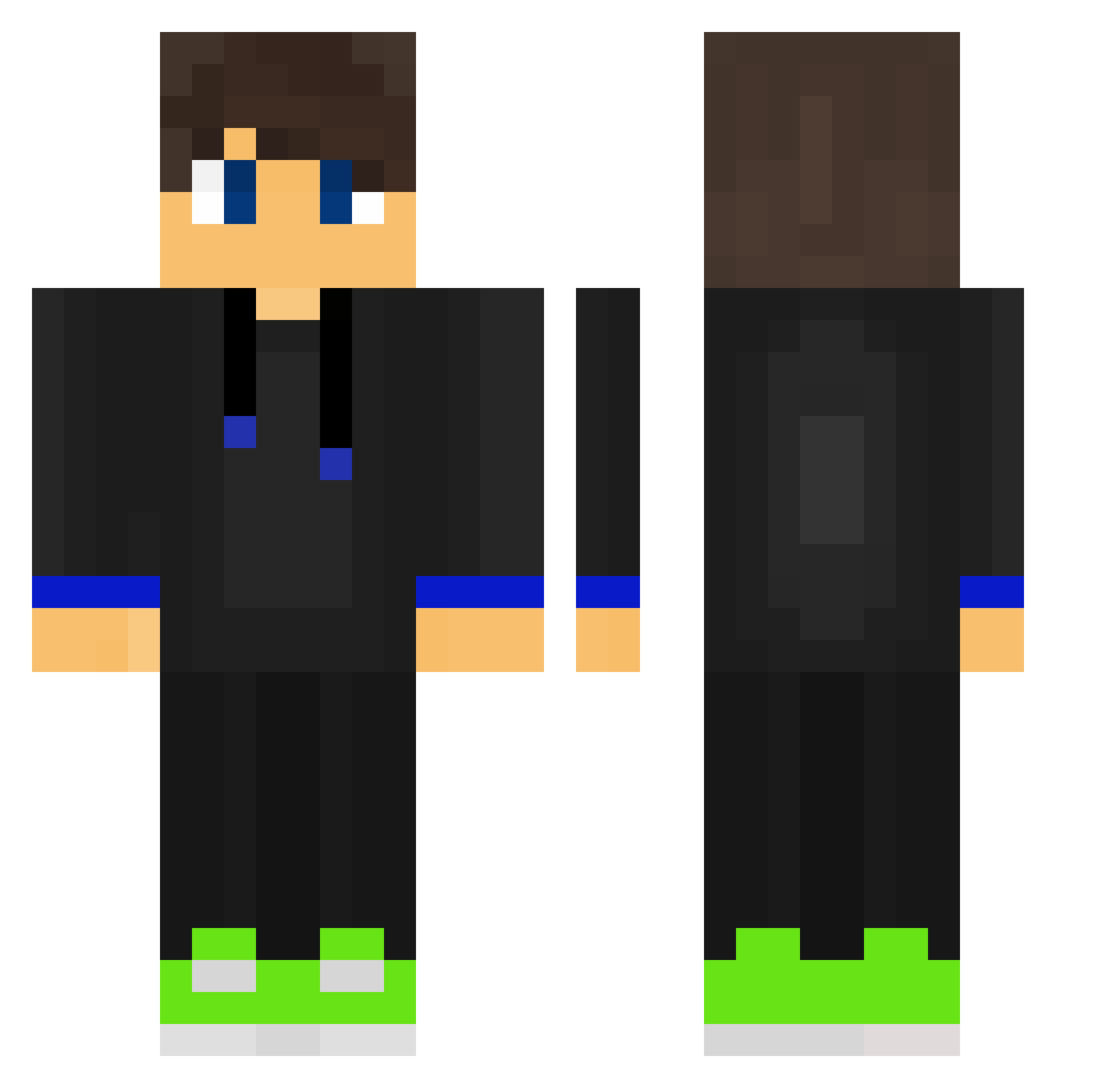 Magmas Minecraft skin, front and back view