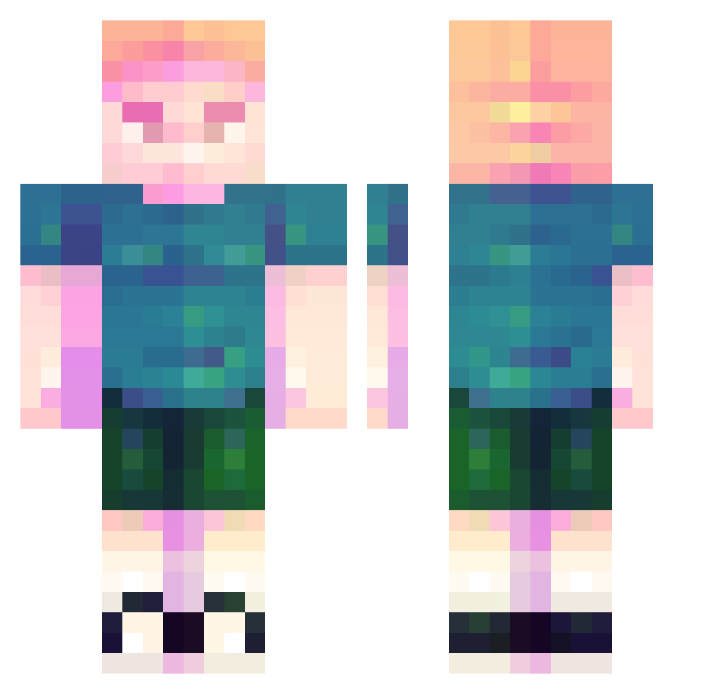 TooEZm8 Minecraft skin, front and back view