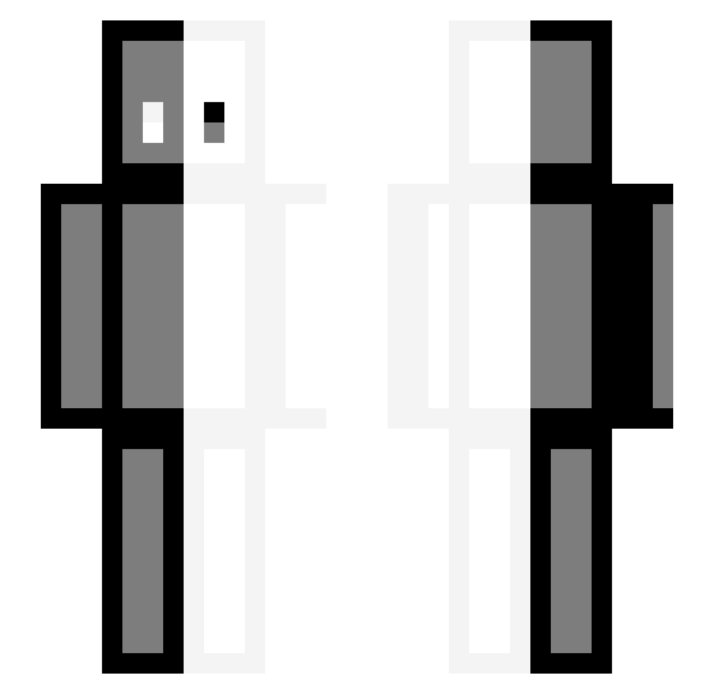 fingaweg Minecraft skin, front and back view