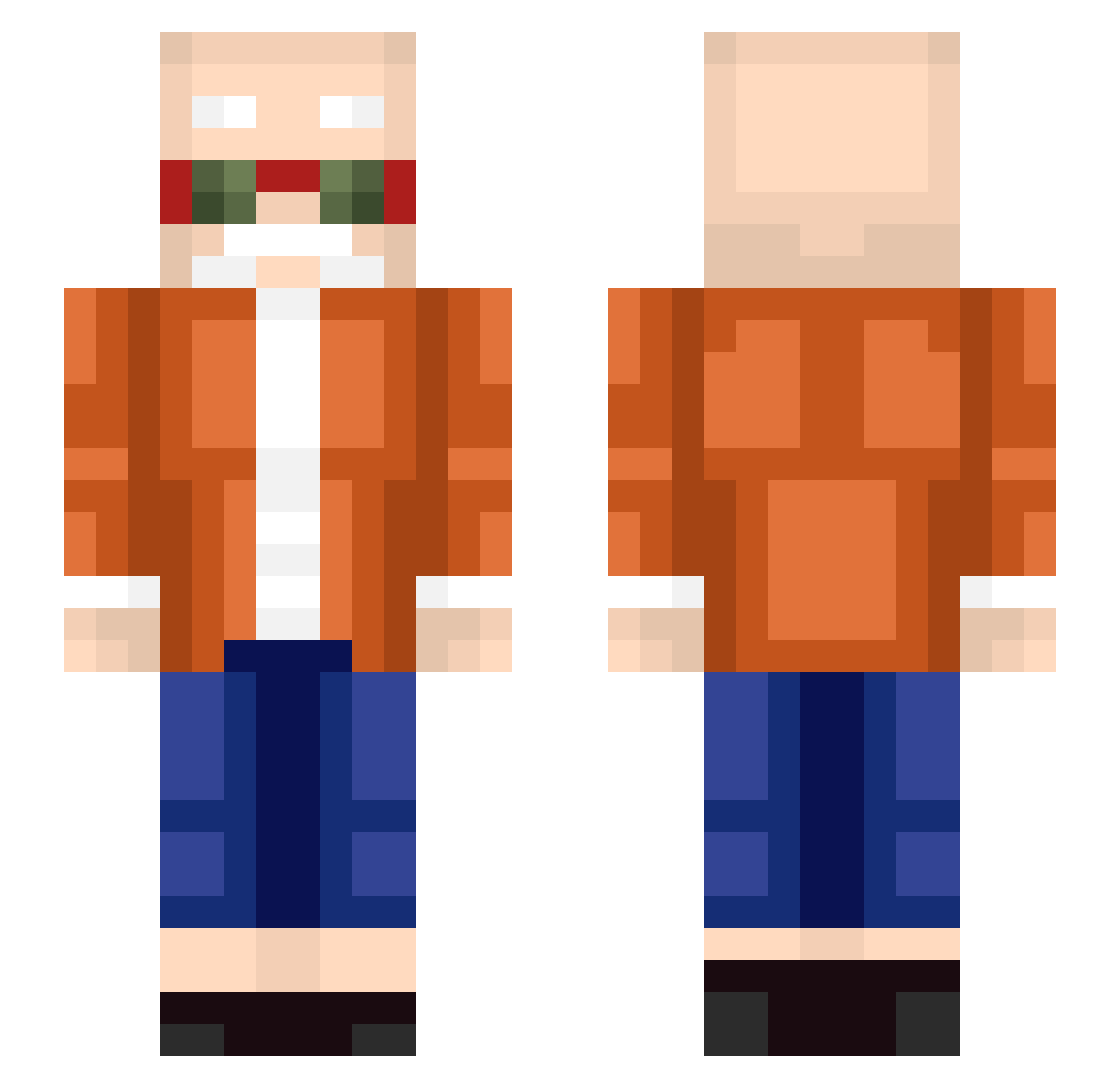 Tavus Minecraft skin, front and back view
