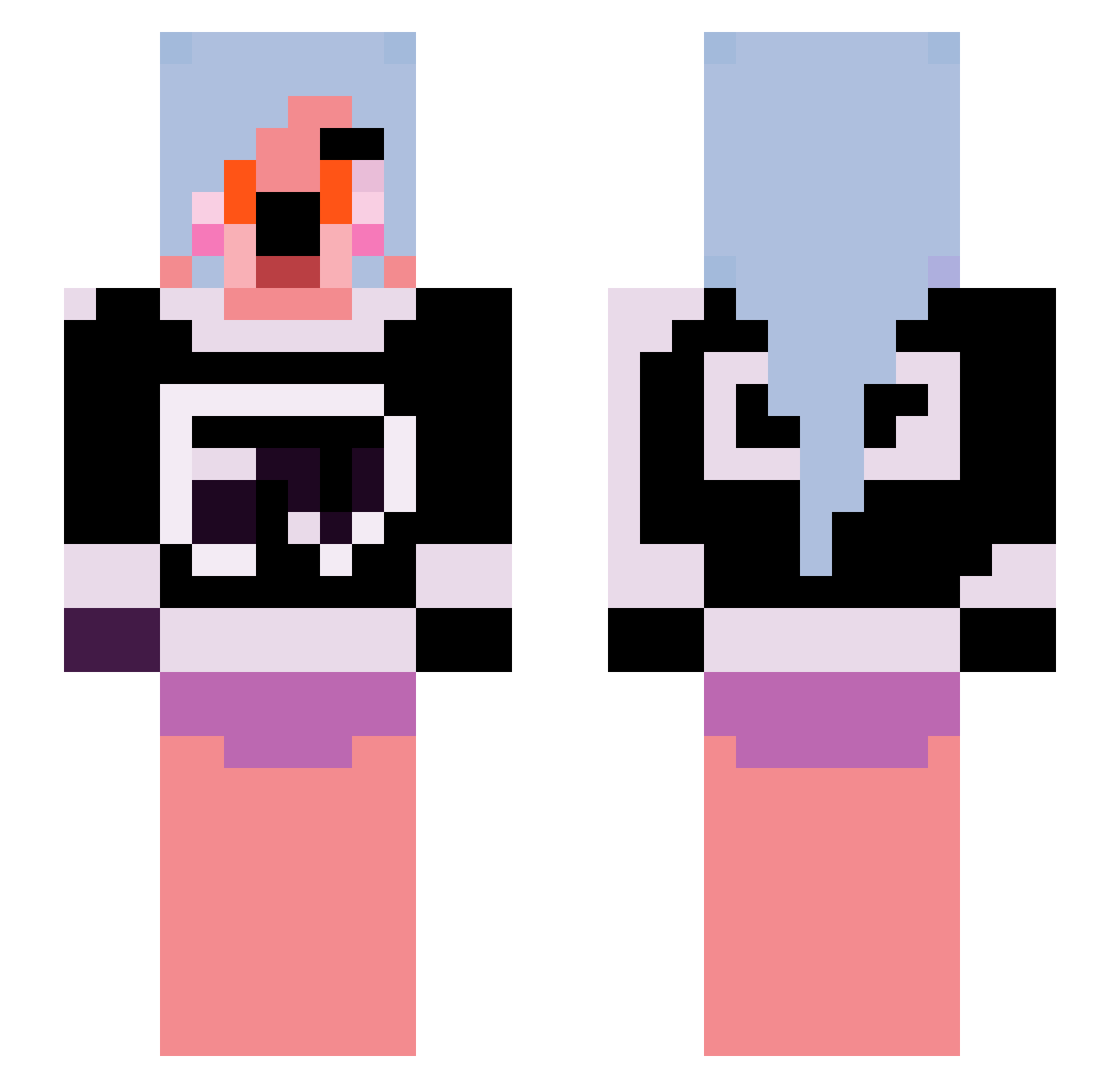 fawners Minecraft skin, front and back view