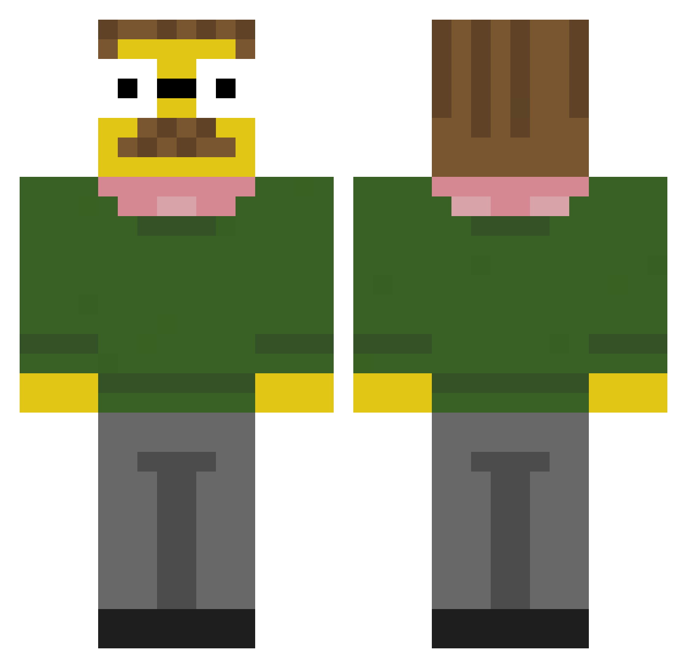 AyupFletcher Minecraft skin, front and back view