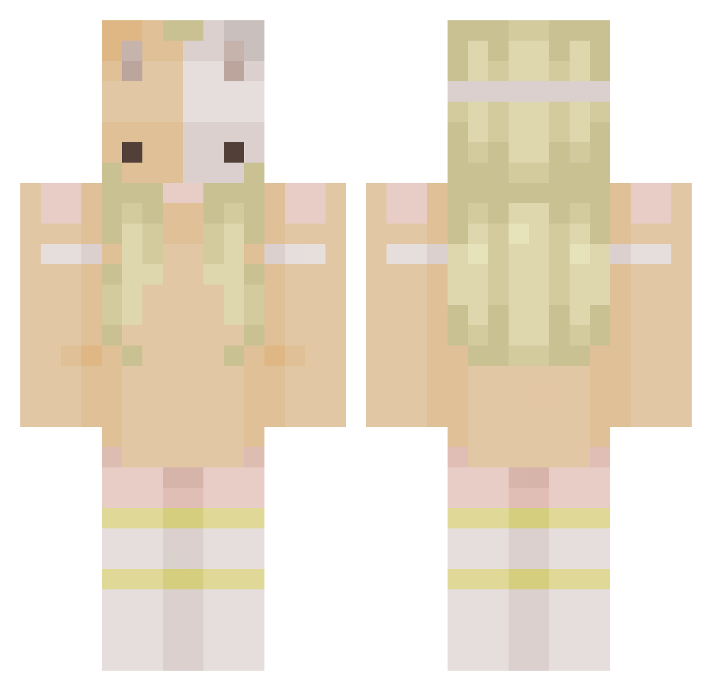 RealIrisBuilder Minecraft skin, front and back view