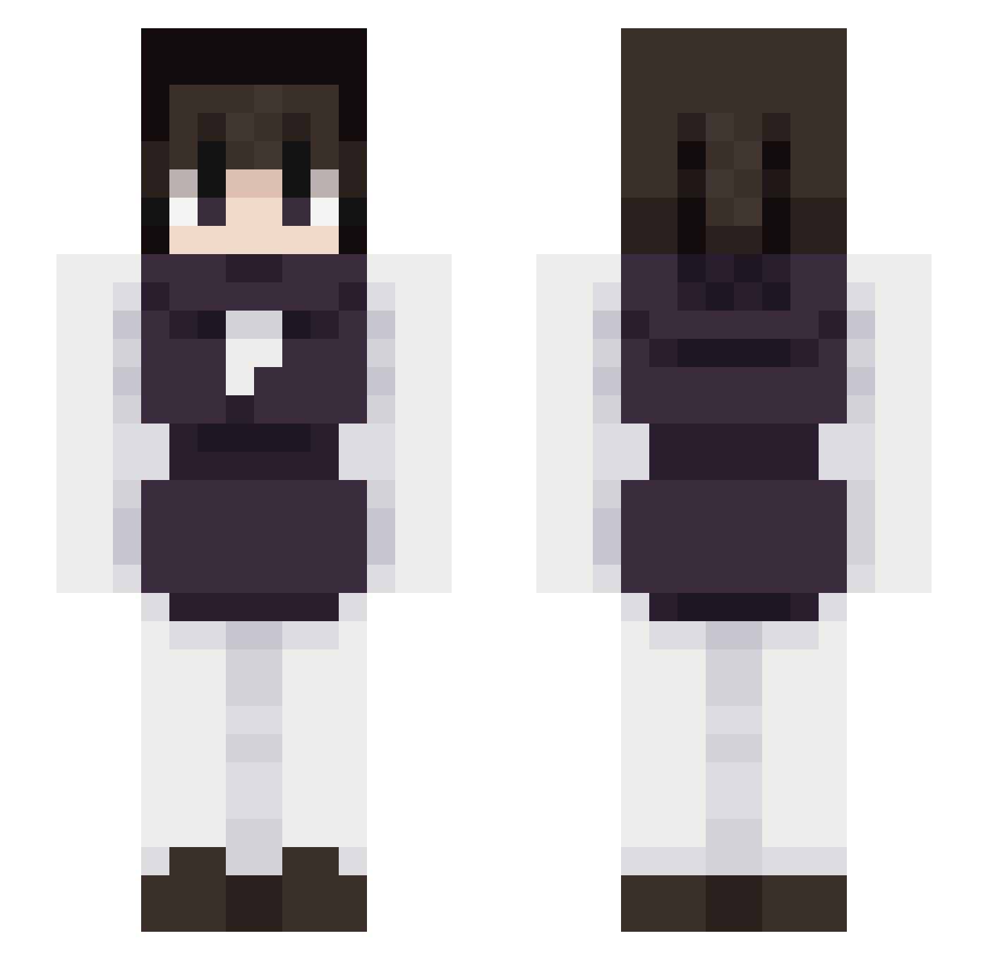 xMershu Minecraft skin, front and back view