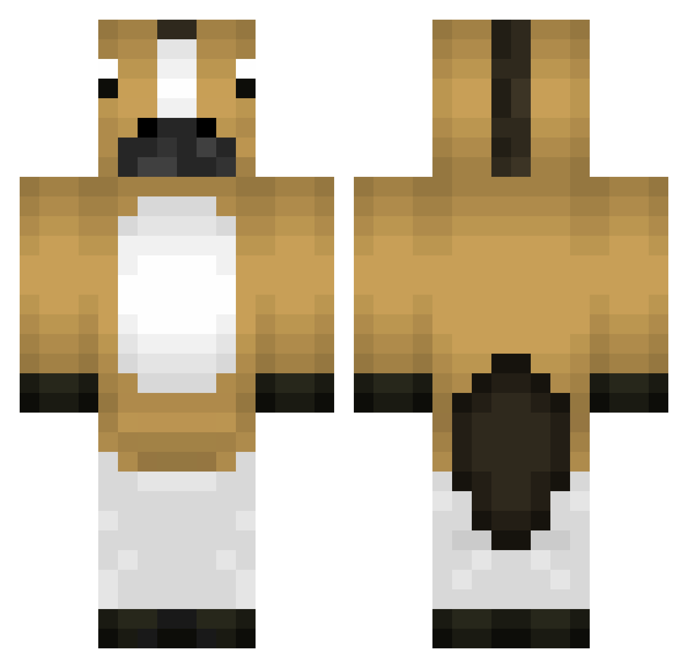Toscik1337 Minecraft skin, front and back view