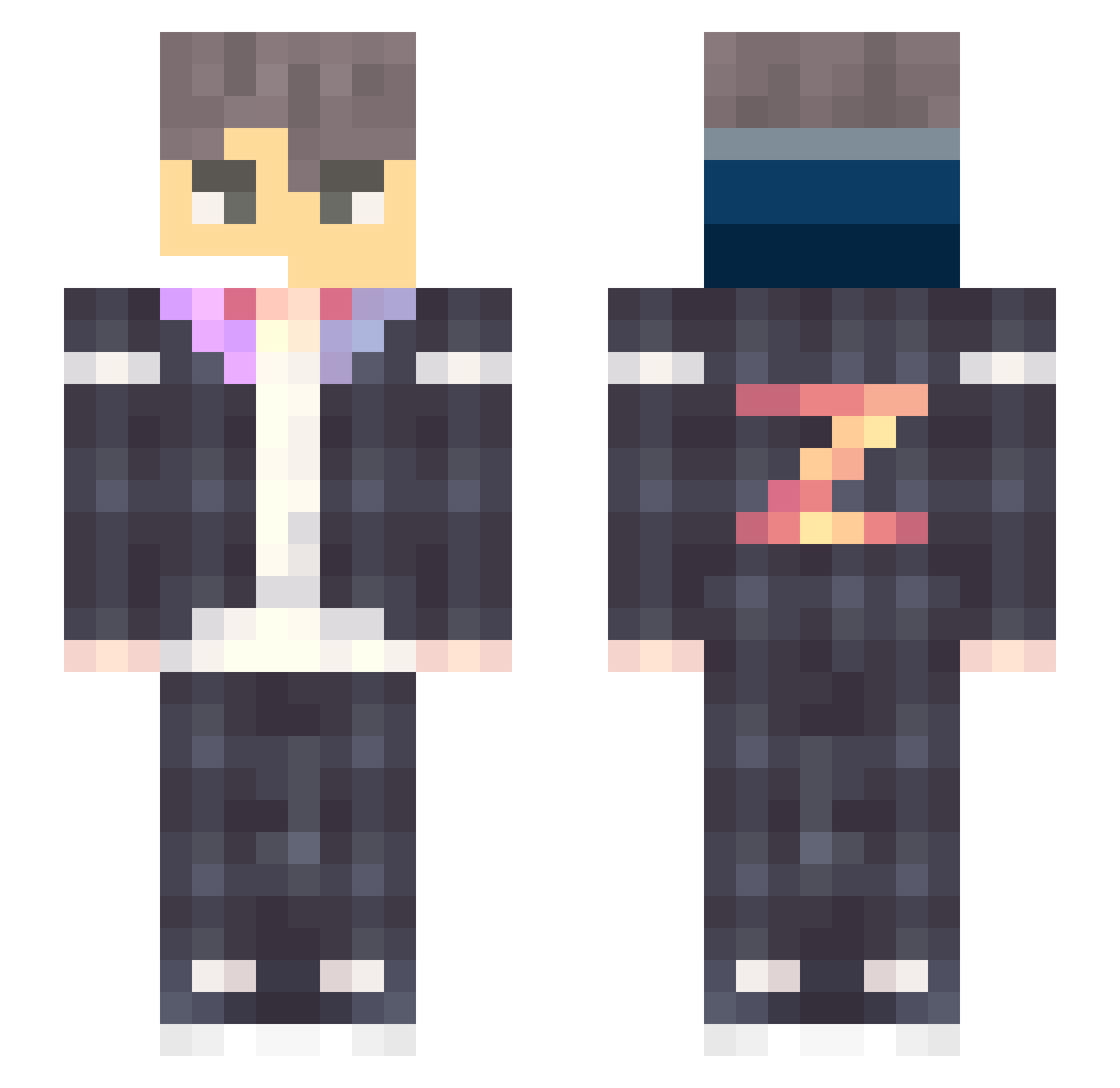 Virgle Minecraft skin, front and back view