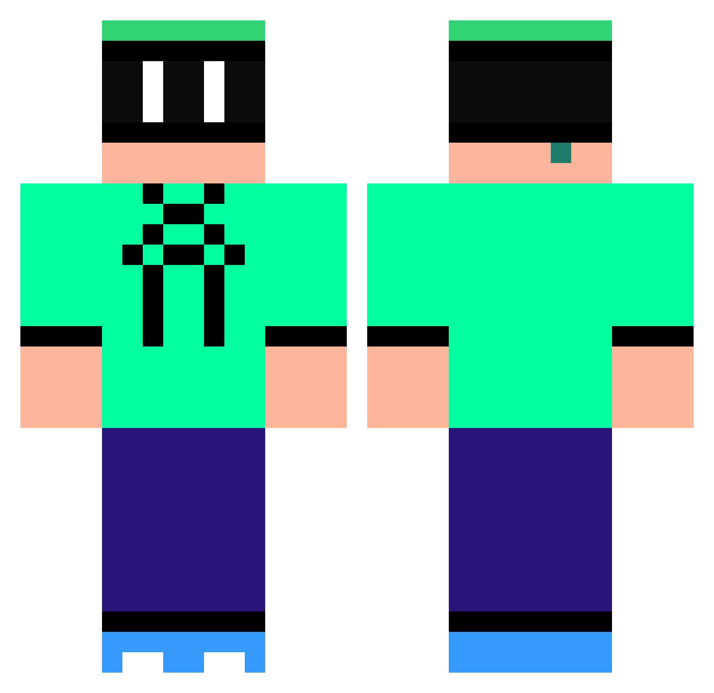 WickBoyy Minecraft skin, front and back view