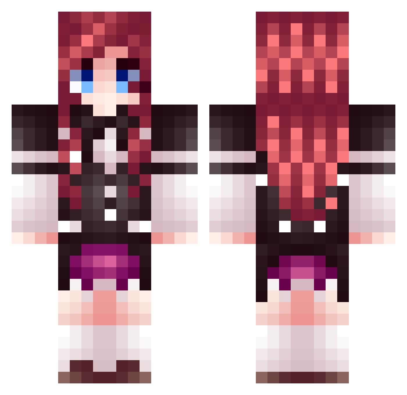 VoidKnuddel Minecraft skin, front and back view