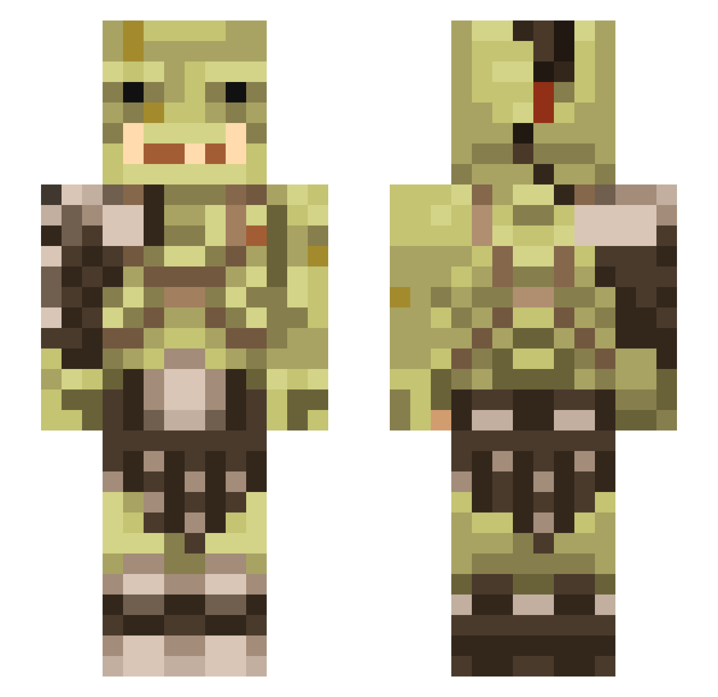 trasheater69 Minecraft skin, front and back view