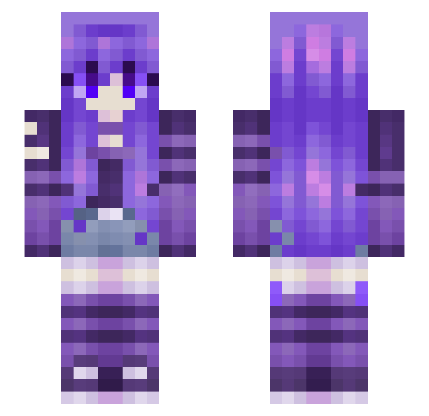 TakeUsNow Minecraft skin, front and back view