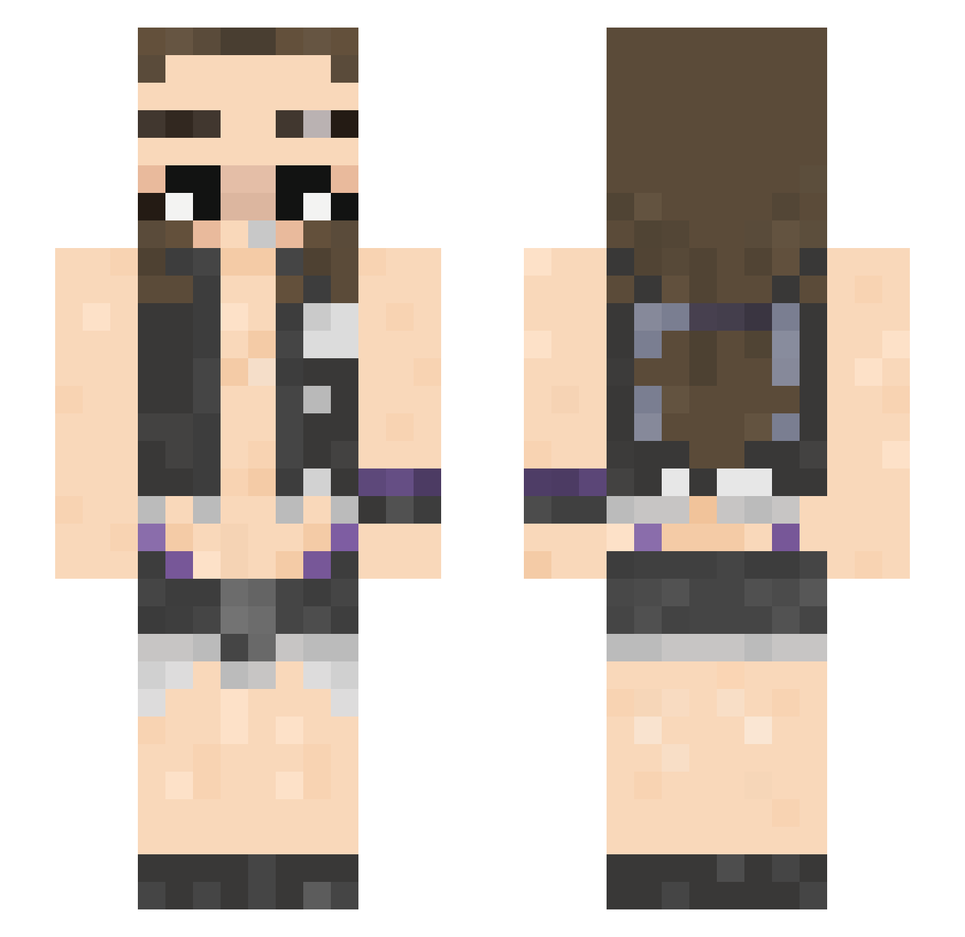 UncleCinder Minecraft skin, front and back view