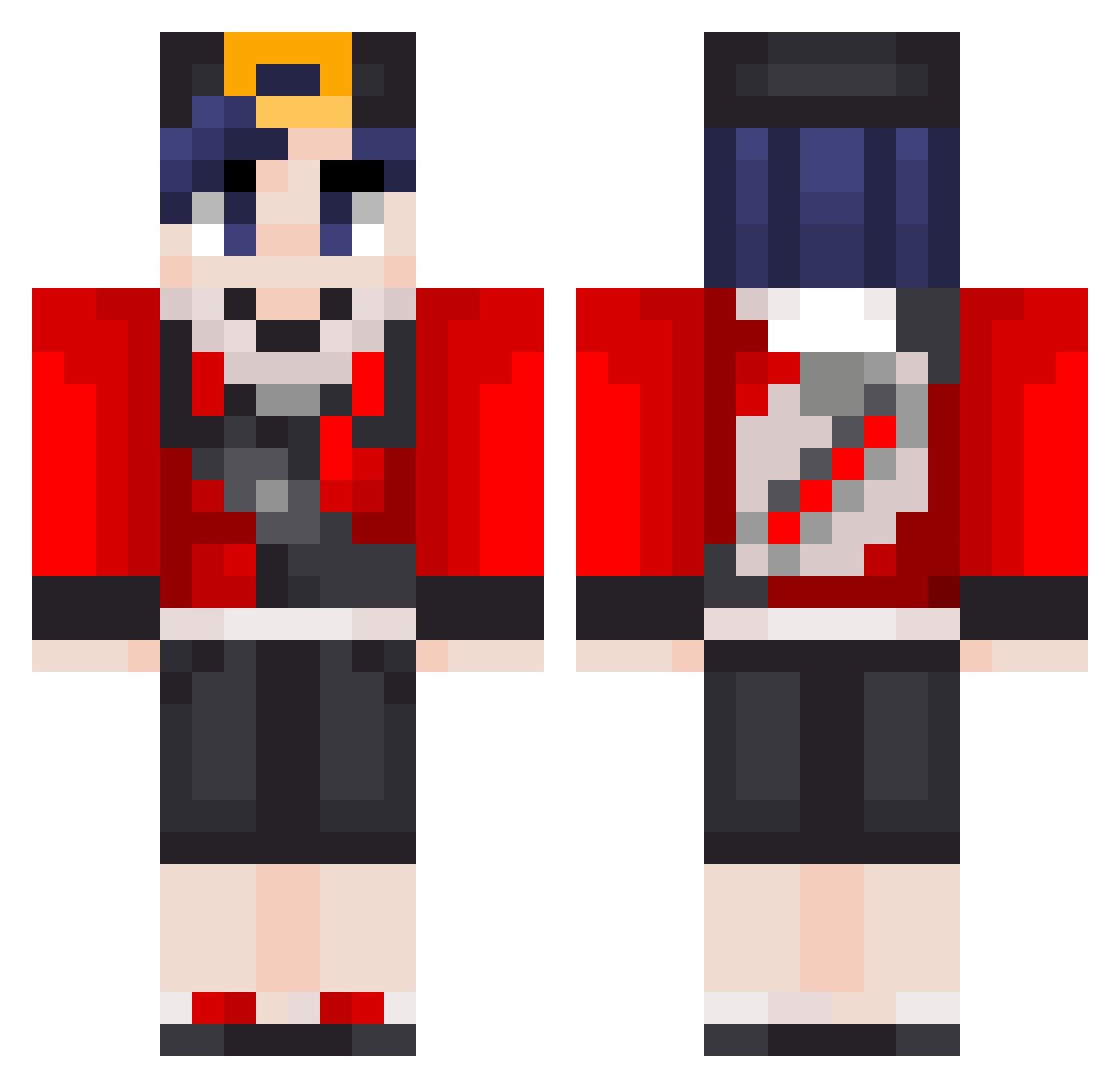 EyesackToes69 Minecraft skin, front and back view