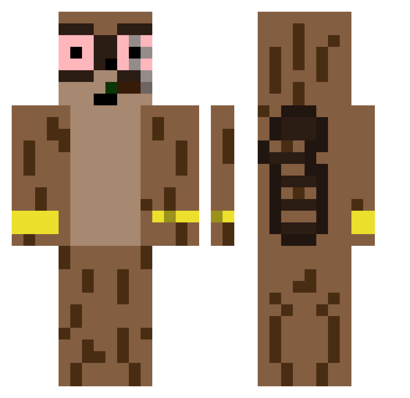 Podaykos Minecraft skin, front and back view