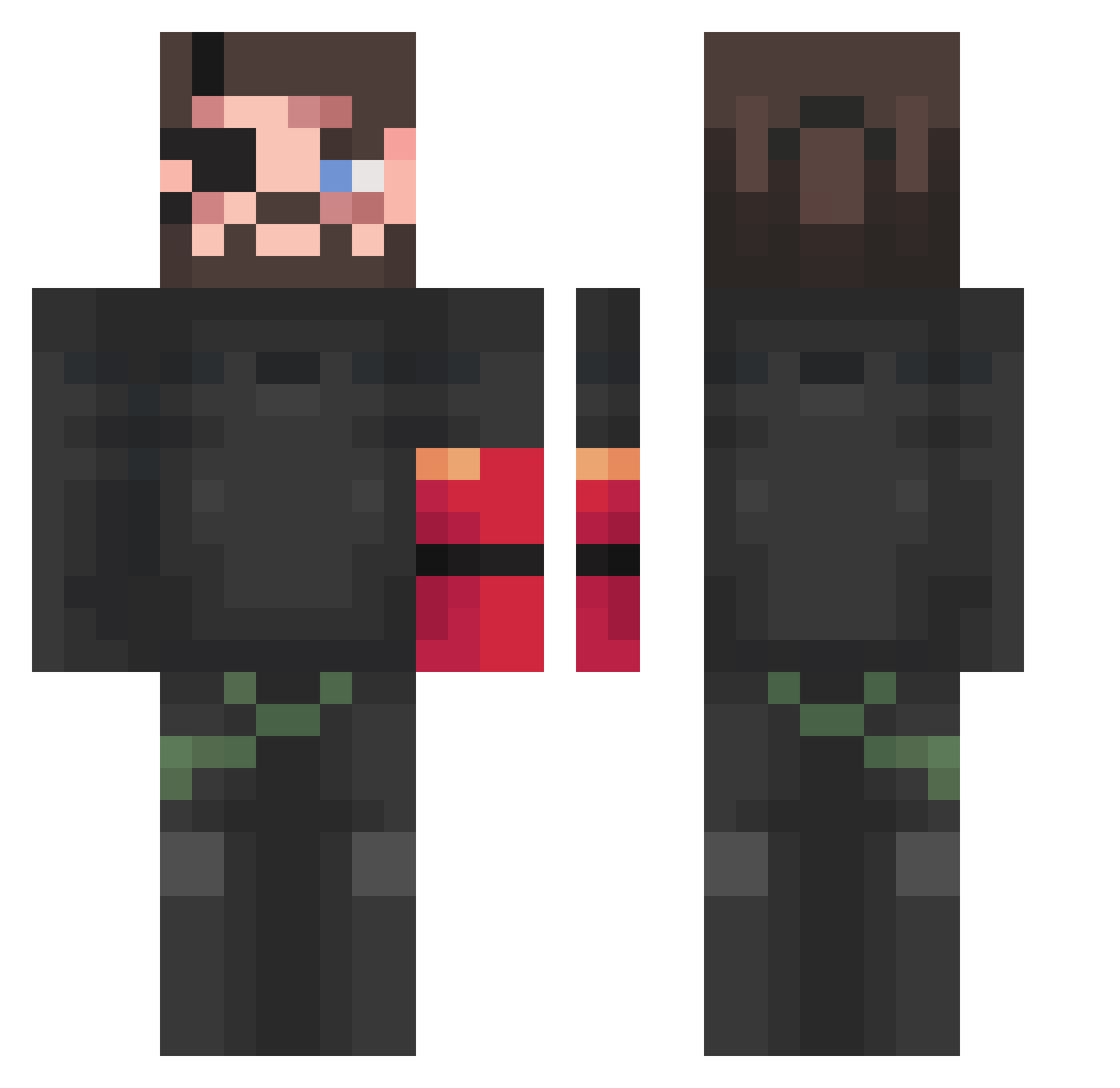 Mickgiver59 Minecraft skin, front and back view
